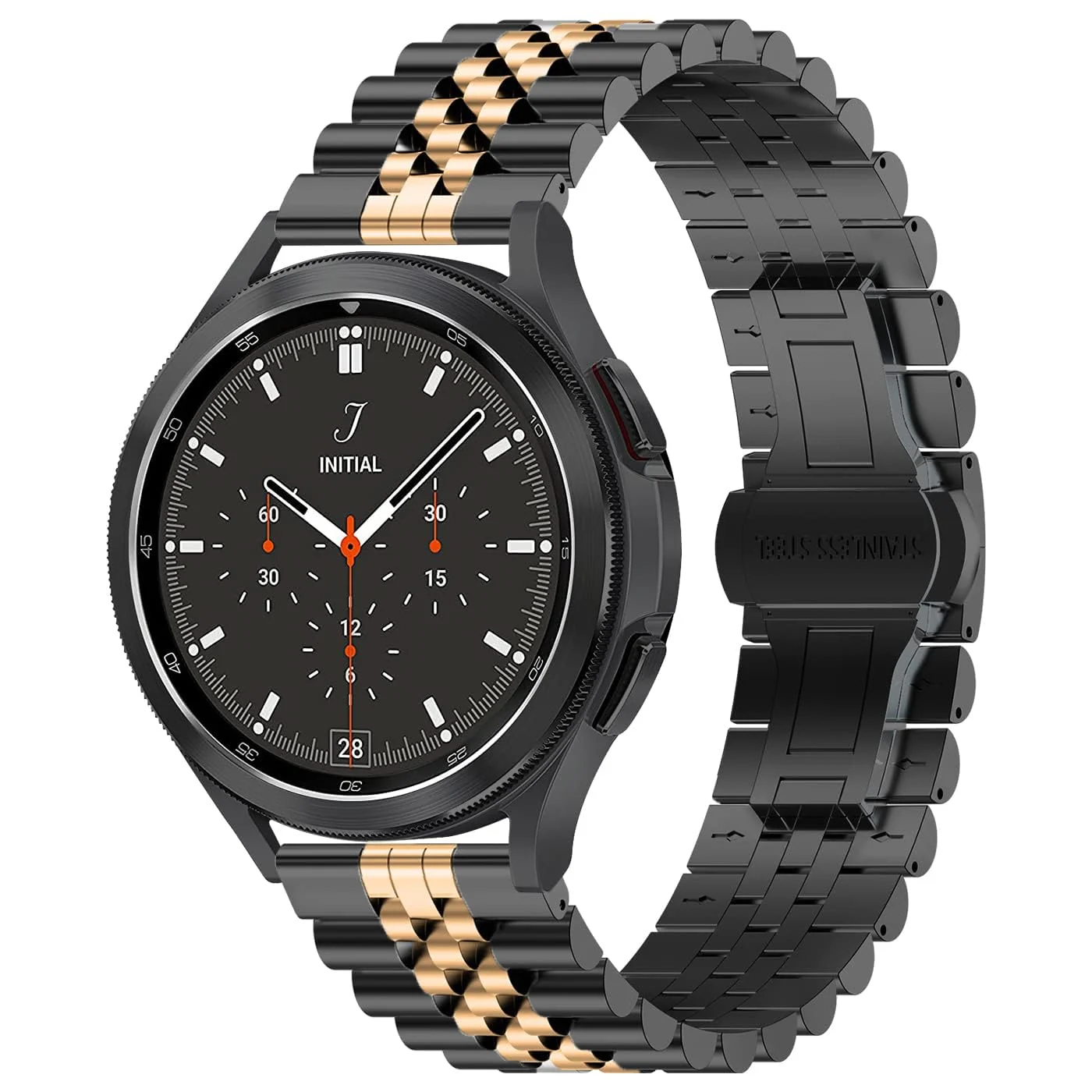 DL3 Mobilak Strap Metal 22MM Bands For Samsung galaxy watch3 45mm /galaxy 46mm/Gear S3/Huawei watch GT3 46MM/GT2E/GT2 Pro/GT GT2 46MM/Magic Watch2 46mm/Amazfit GTR 2/2e/3/3pro/4 - A.Black & Rose Gold