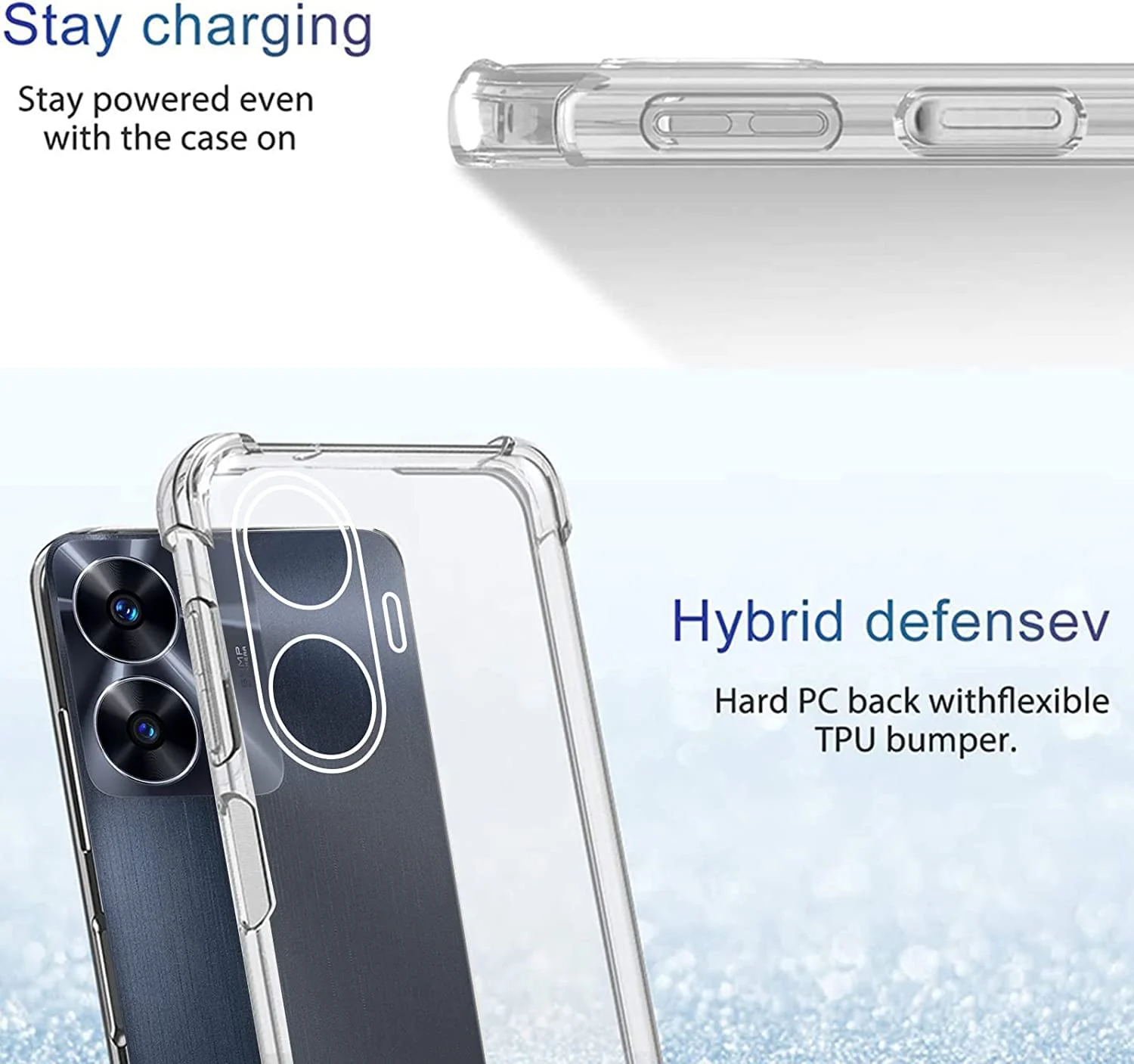 DL3 Mobilak Case Compatible with realme C55, Cover Silicone TPU Gorilla Anti-shock Protector Camera Shockproof Corners - Clear