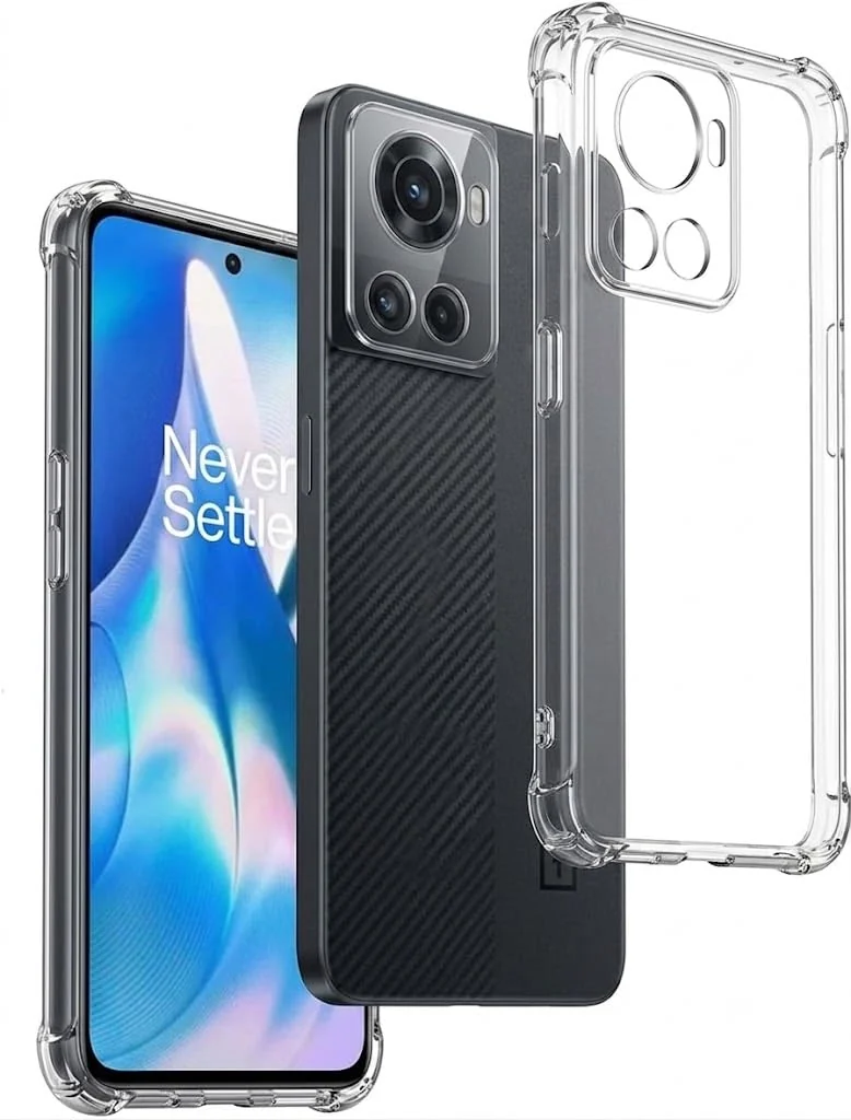 DL3 Mobilak Case Compatible with Oneplus 10R / OnePlus ACE, Cover SiliconeTransparent TPU Gorilla Anti-shock Protector Camera Shockproof Corners - Clear