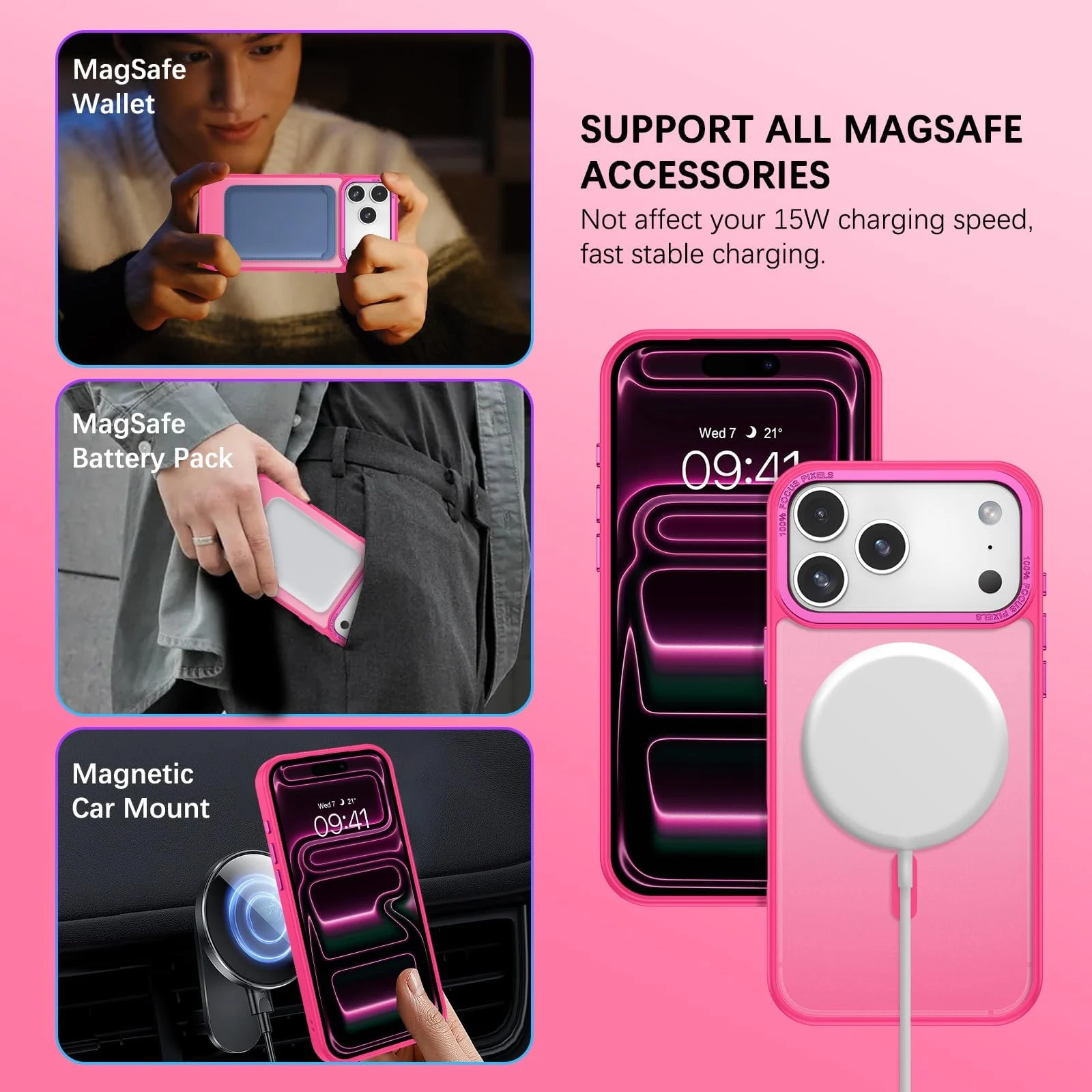 DL3 MOBILAK Protective Phone Case for Apple iPhone 18 Pro and 17 Pro - Hot Pink