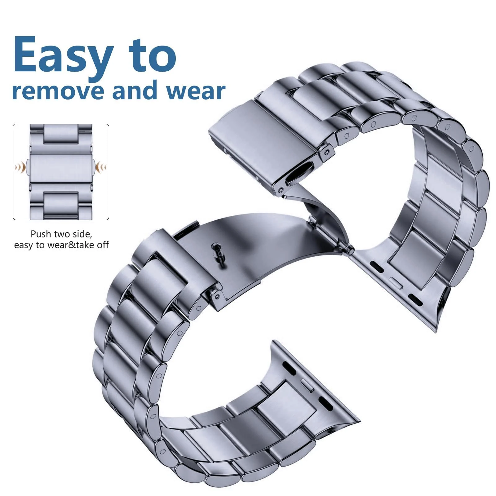 DL3 Mobilak Stainless Steel Band with Case Compatible with Apple Watch Band 45mm Series 9/8/7, Men Woman Business Strap with Protective Bumper Cover for iWatch Series 7/8/9 45mm - Gray