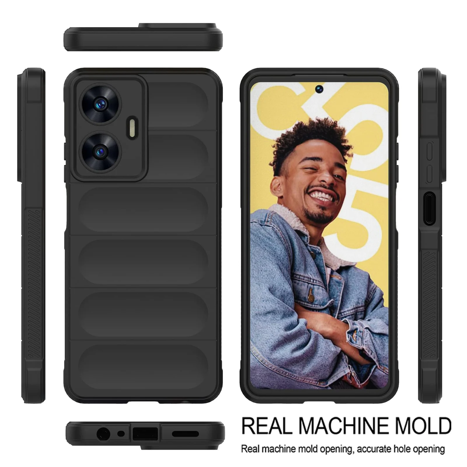DL3 Mobilak Flexible Silicone and TPU Protective Case with Camera Protection for realme C55 / Narzo N55 - Black