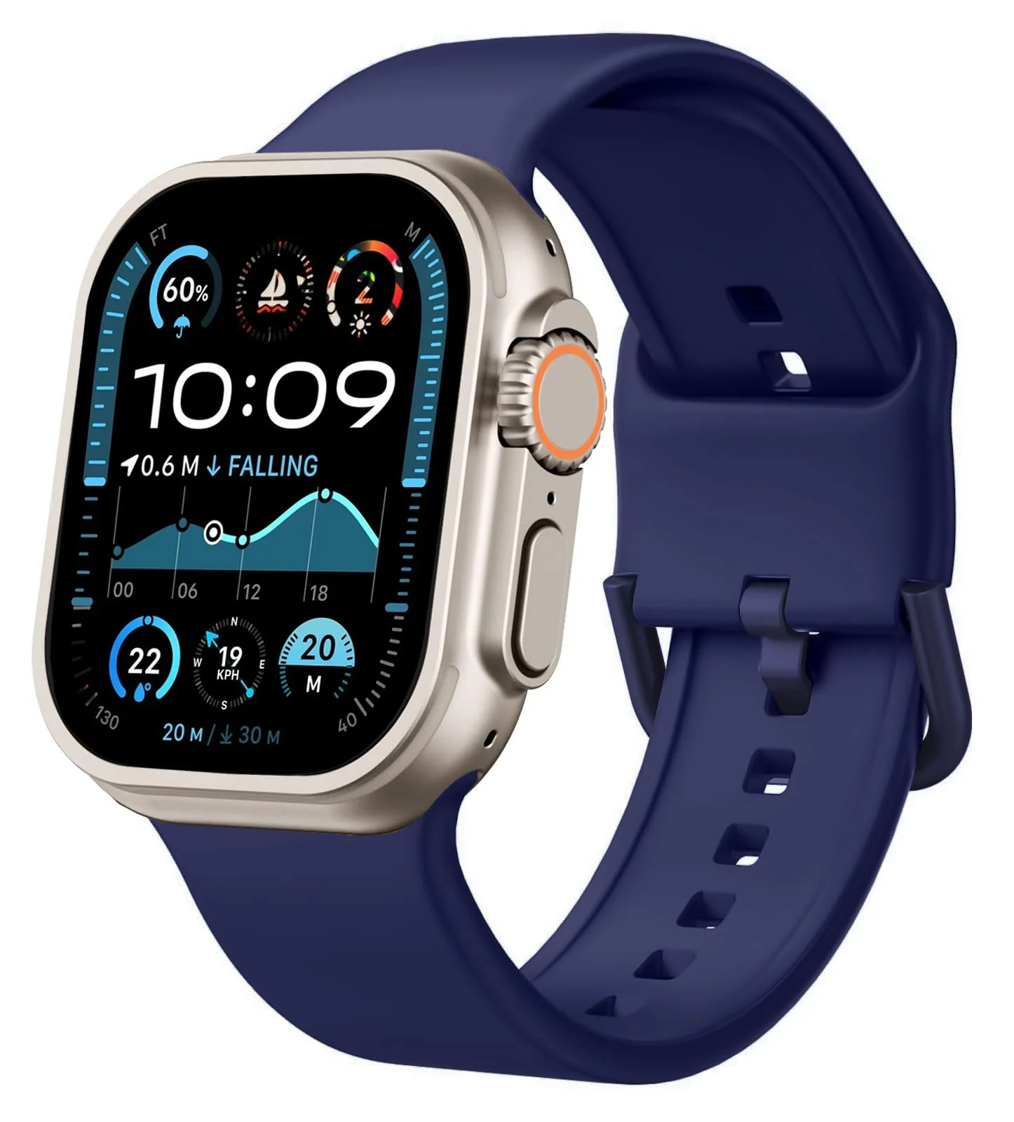 DL3 Mobilak Sport Band For Apple Watch Ultra 49mm 46mm 45mm 44mm 42mm, Soft Silicone Wristband Replacement Strap with Classic Clasp for iWatch Series 11 10 9 8 7 6 5 4 SE SE2 Ultra 3 2 1 for Women Men - Blue
