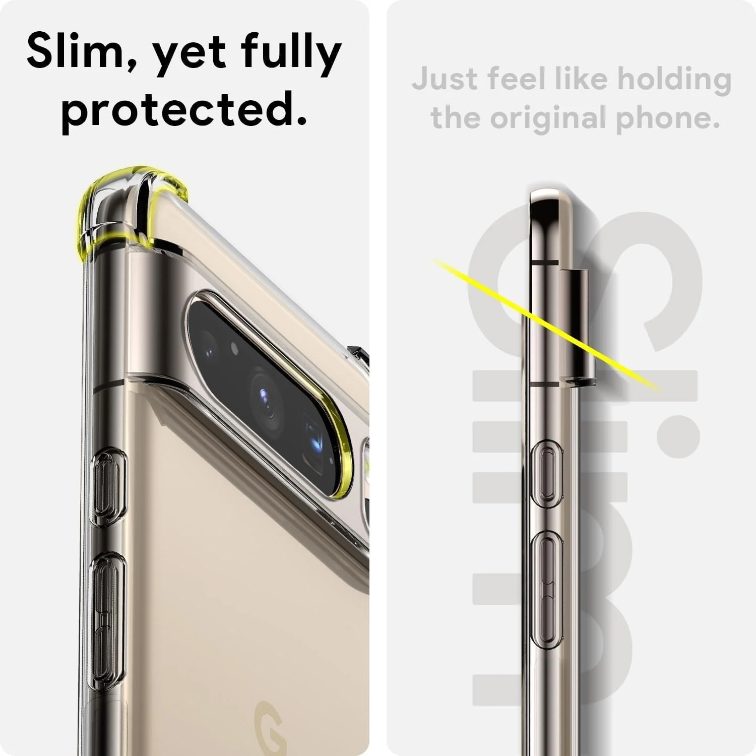 DL3 Mobilak Case Compatible with Google Pixel 8 Pro, Cover Silicone TPU Gorilla Anti-shock Protector Camera Shockproof Corners - Clear