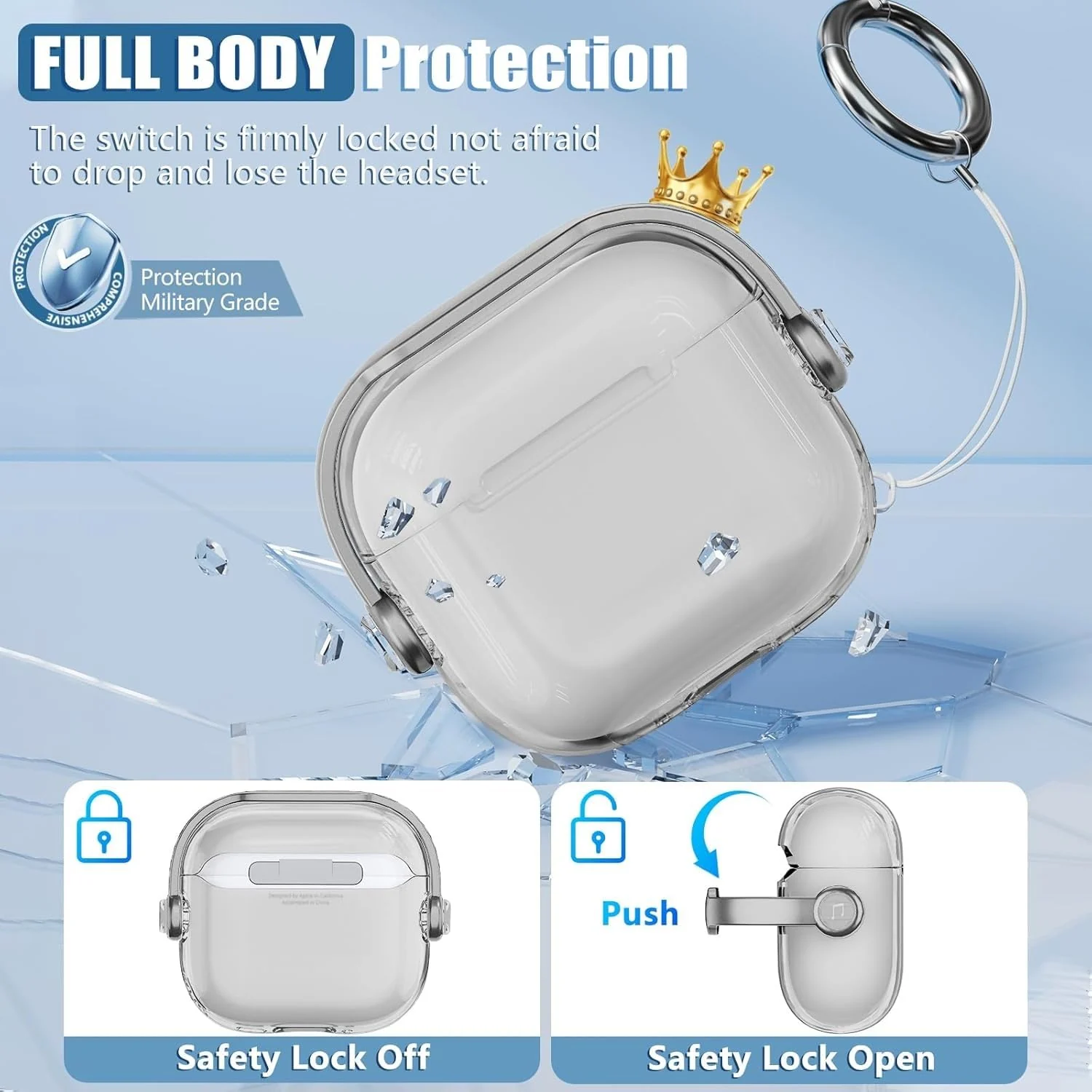 DL3 Mobilak Case for Apple AirPods 4 [With Closure Lid] [Front LED Visible] [With Wrist Strap] Skin Case Compatible with AirPods 4(2024) - Gray