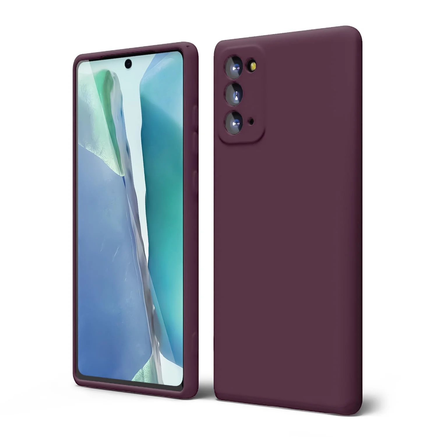 "DL3 Mobilak Liquid Silicone Protective Case for Samsung Galaxy Note 20 5G (6.7"") with Microfiber Lining and Shockproof Design - Wine Red"