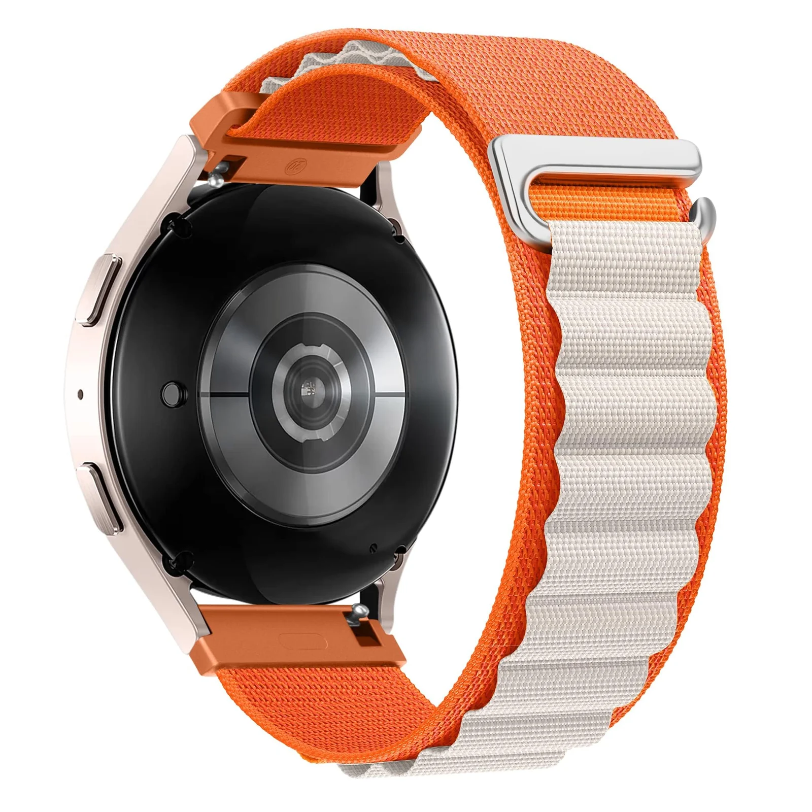 DL3 Mobilak Alpine Loop Band Sport Nylon 22MM For Samsung Galaxy Watch 3 45mm/Watch 46mm/Gear S3/Huawei watch GT4 46MM/GT3 46MM/Watch 3&4/Watch 3&4 Pro/GT2E/GT2 Pro/GT2 46MM/Amazfit GTR 2/2e/3/3 Pro/4 - Orange & White