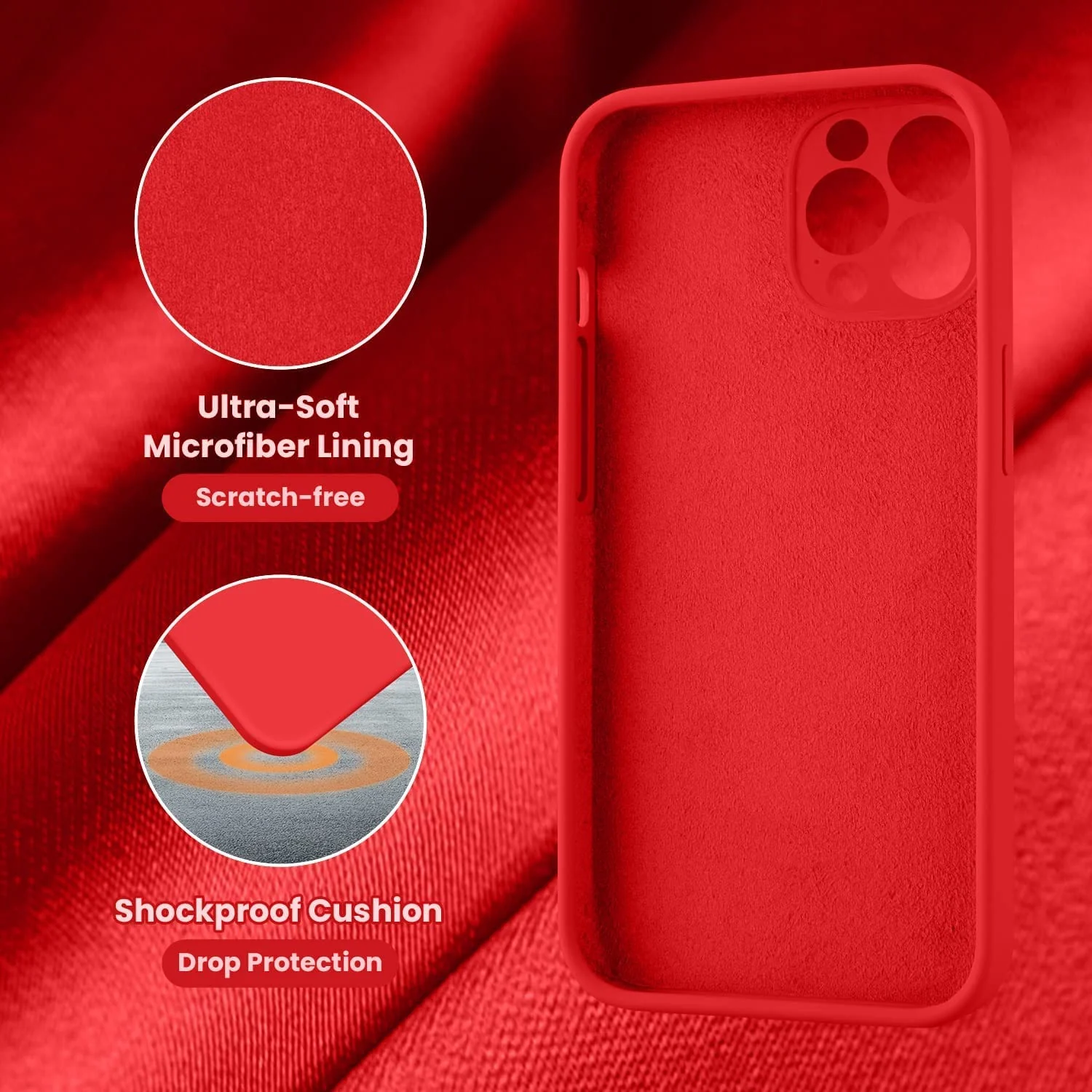 DL3 Mobilak Silicone Protective Case for iPhone 13 Pro Max (6.7 Inch), Does not support wireless charging, Built-in kickstand, Anti-fingerprint finish - Red