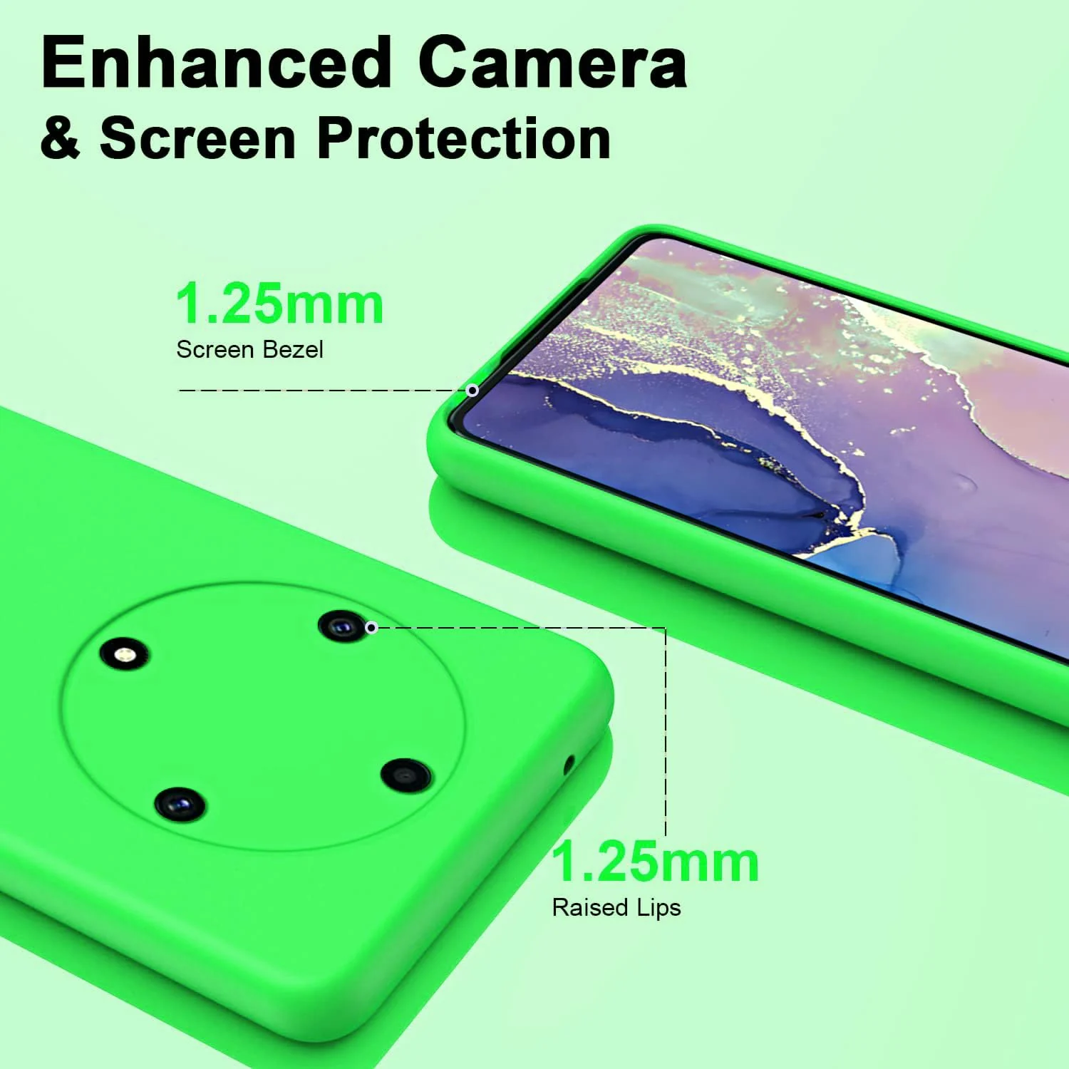 DL3 Mobilak Silicone Protective Case for Honor X9b, Shock-absorbing protection, Scratch-resistant surface, Soft microfiber lining - Neon Green