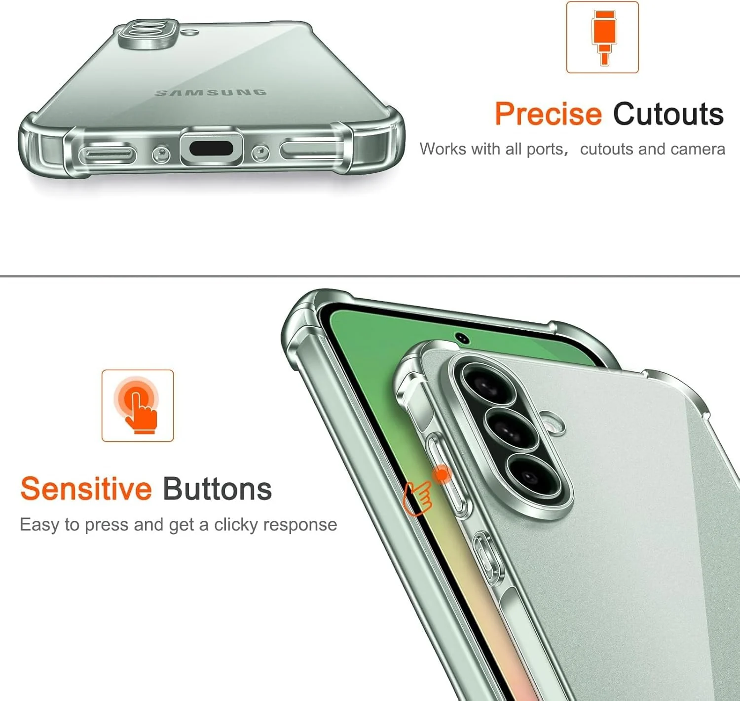 DL3 Mobilak Case Compatible with Samsung Galaxy A56 5G, Cover Silicone TPU Gorilla Anti-shock Protector Camera Shockproof Corners - Clear