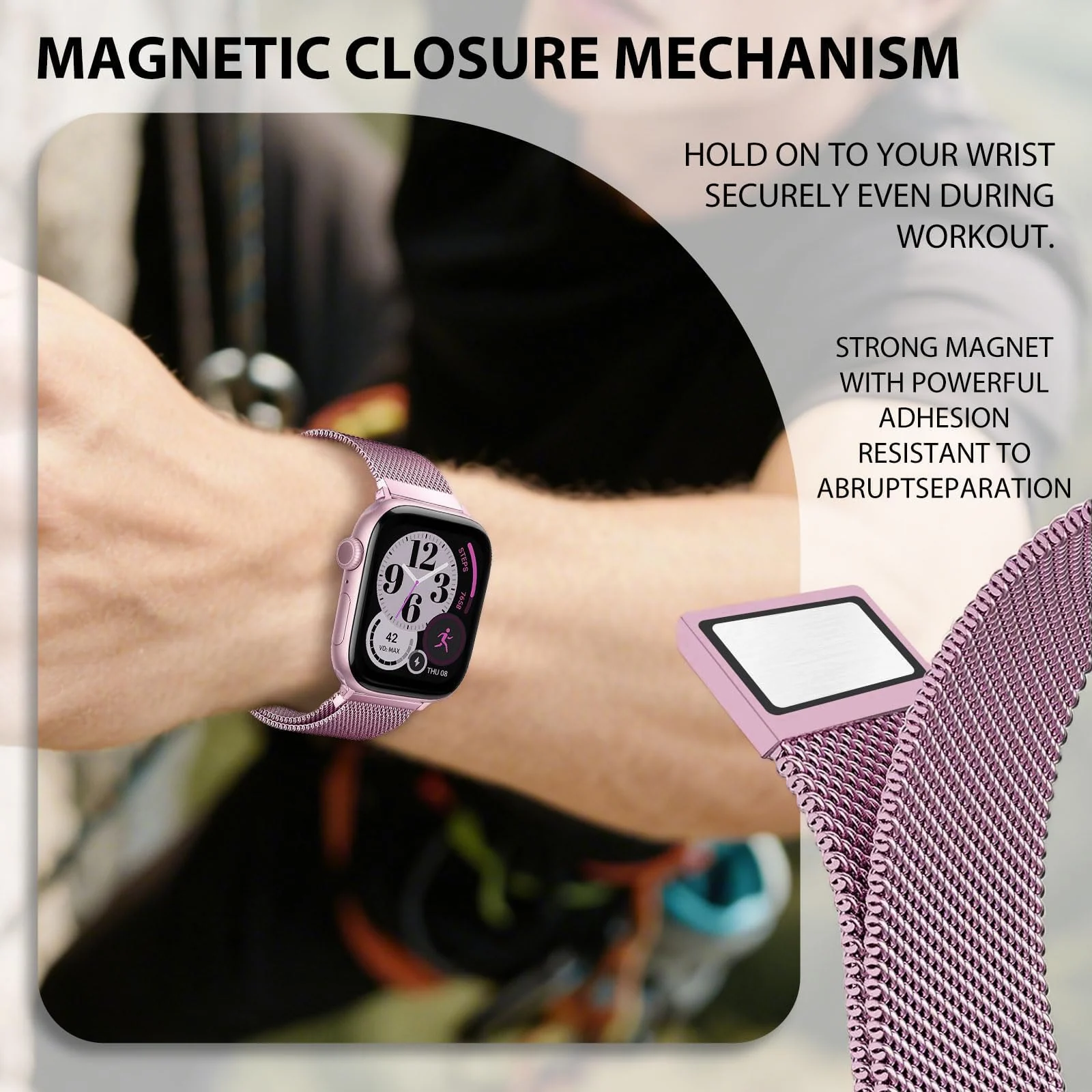 DL3 MOBILAK Milanese Magnetic Stainless-Steel Watch Strap for 49MM - C-Pink