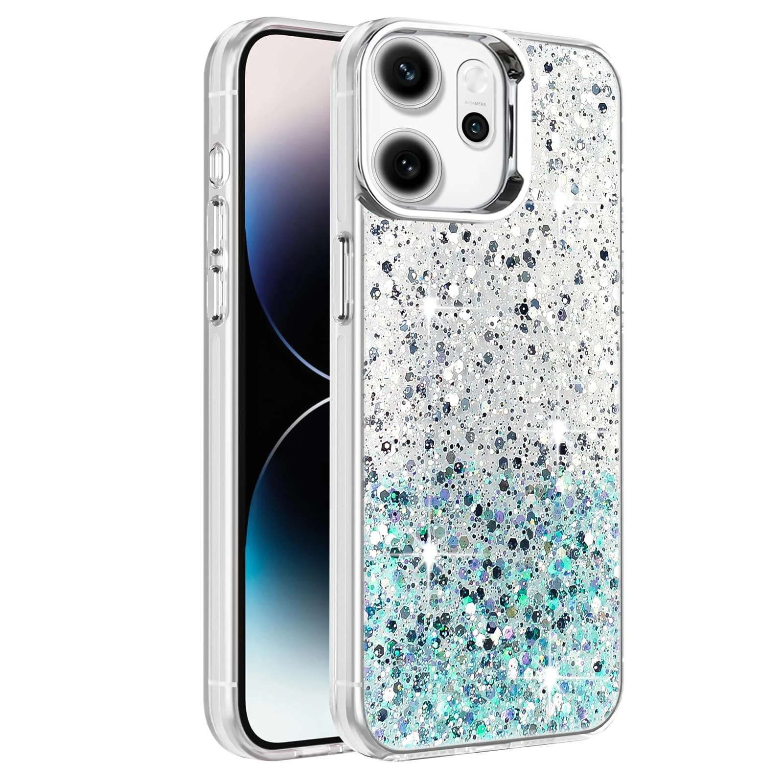 OPPO Reno 14F / OPPO Reno14 FS — DL3 Mobilak Glitter Protective Case for OPPO Reno 14F / OPPO Reno14 FS, Supports wireless charging, Camera protection, Shock-absorbing protection