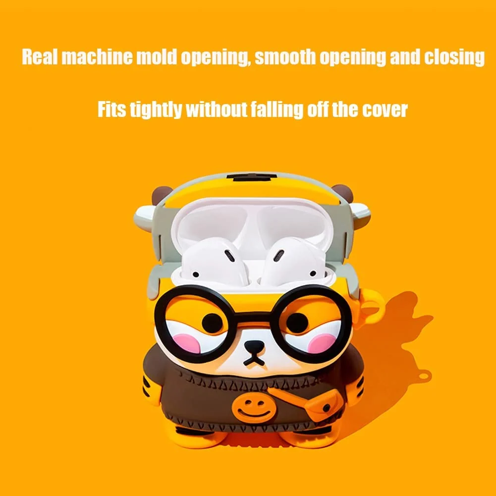 DL3 Mobilak AirPods Pro Case Soft Silicone Shockproof Cover for Apple AirPods Pro, New 3D Cute Cartoon Creative Fun Case Skin with Keychain Design for AirPods Pro Charging Case 2019 - Antlers Tiger