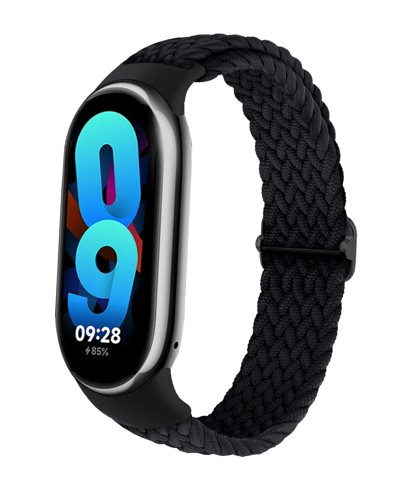 DL3 Mobilak Compatible with Xiaomi Mi Band 10/9/8 strap, Braided Solo Loop for Nylon Elastic Adjustable Replacement Wristband Compatible with Xiaomi Smart Band 8/9/10 - Black