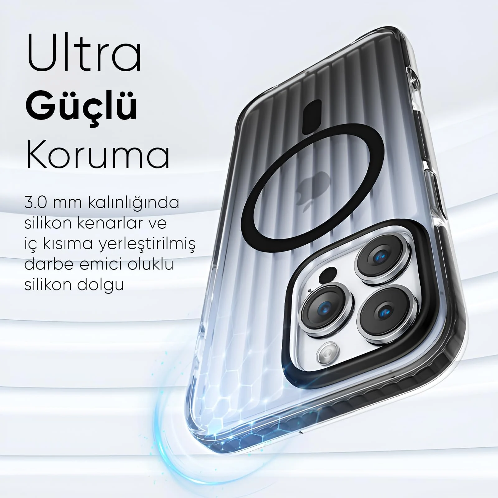DL3 Mobilak MagSafe-Compatible Magnetic Case for iPhone 16 Pro Max with Camera Protection and Magnetic Car-Mount Support - White