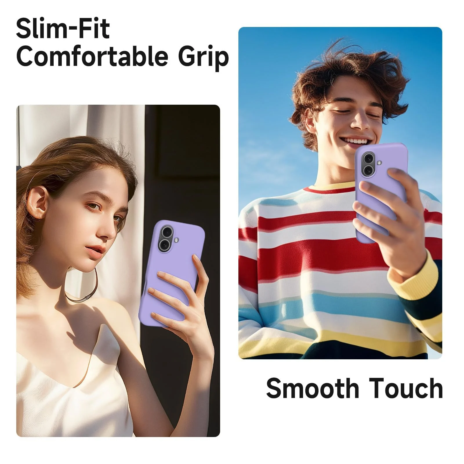 DL3 Mobilak Liquid Silicone Protective Case for iPhone 17 6.3-Inch with Microfiber Lining and Shockproof Design - Light Purple