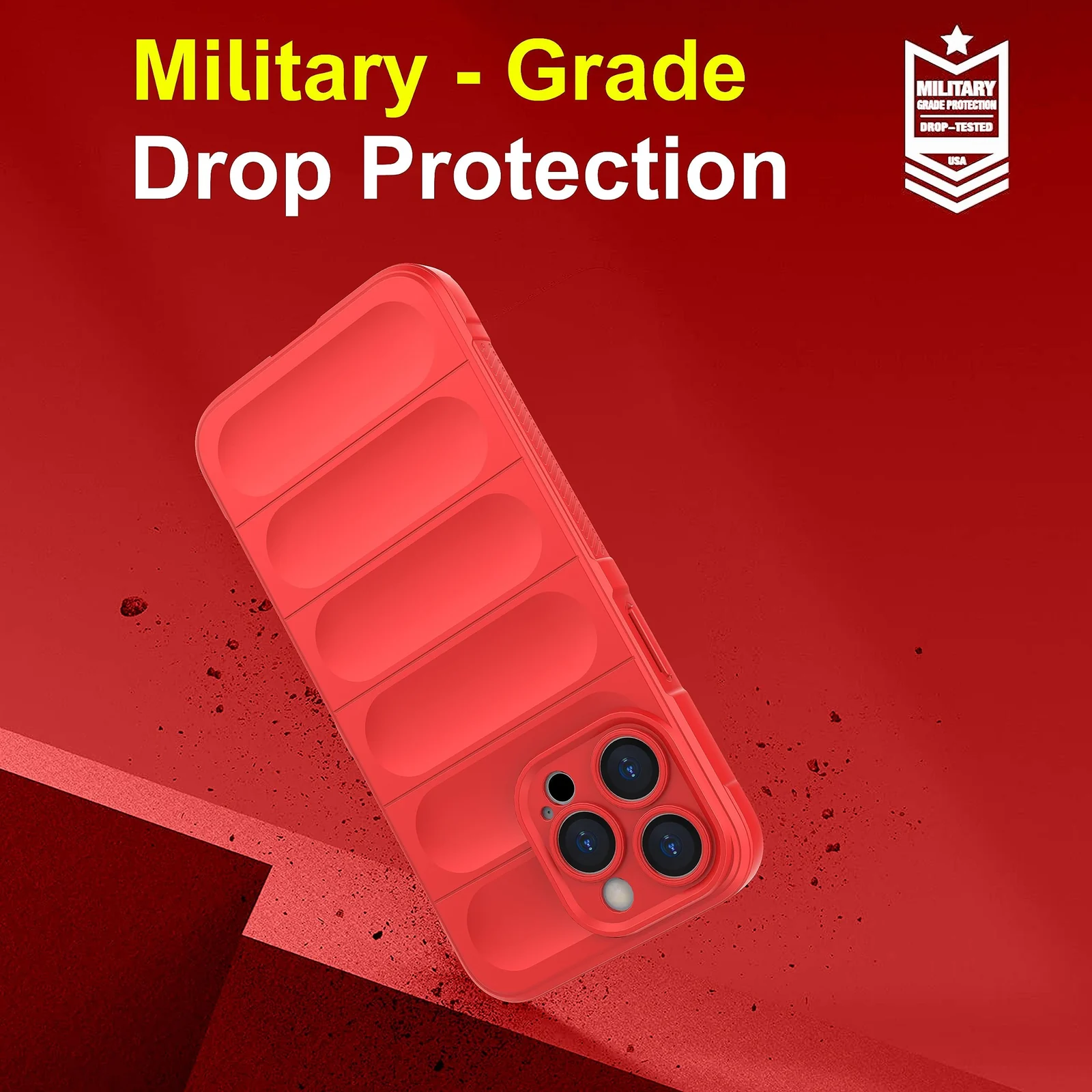 DL3 Mobilak Soft Silicone Protective Case for Apple iPhone 13 Pro with Camera Protection and Shockproof Design - Red