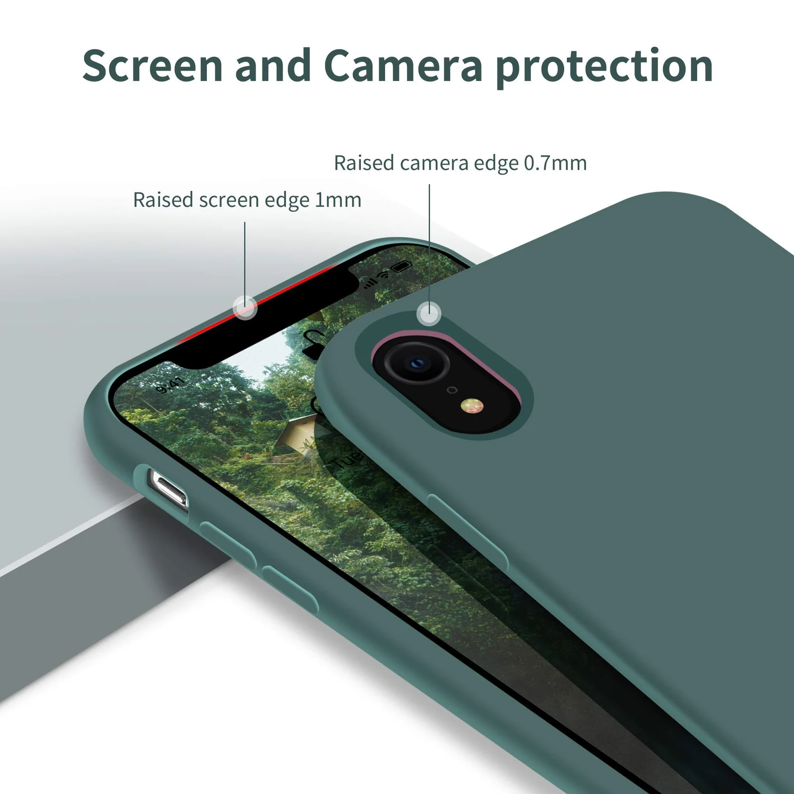 DL3 Mobilak Liquid Silicone Protective Case with Soft Microfiber Lining for iPhone XR - Pine Green