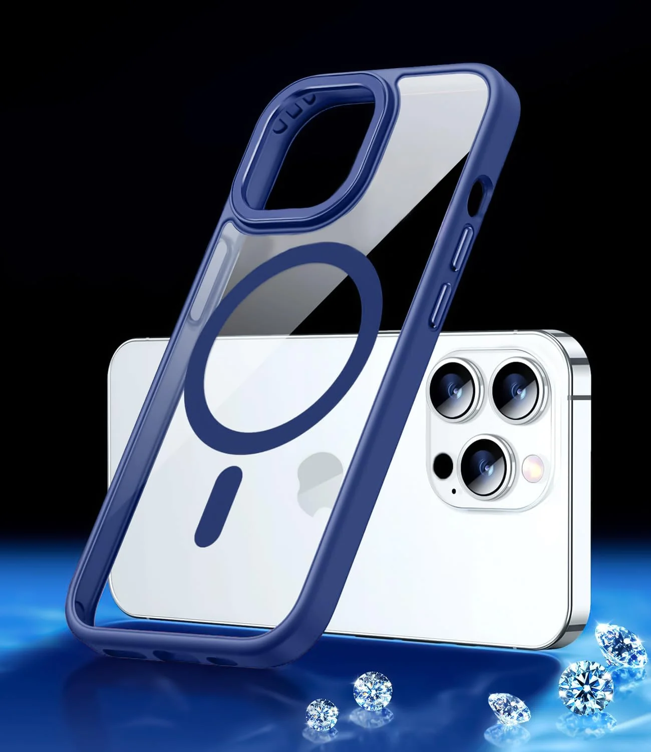 DL3 Mobilak Clear MagSafe-Compatible Magnetic Case for iPhone 16 Pro with Military-Grade Protection - Blue