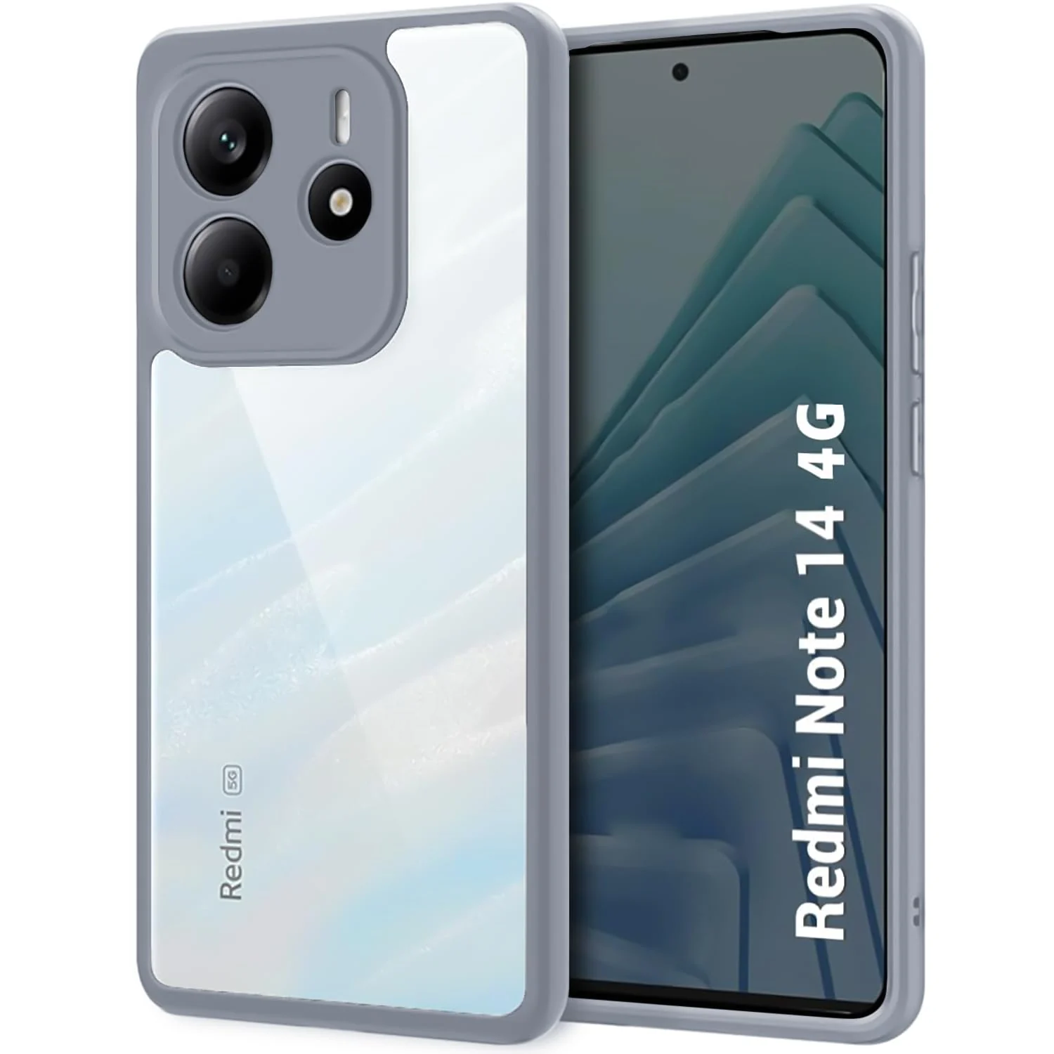DL3 Mobilak Compatible with Xiaomi Redmi Note 14 4G (Not 5G) Case Transparent, Military-Grade Shockproof Anti-Yellowing, Slim Protective Phone Case Full Bumper Cover With Camera Protective - Gray