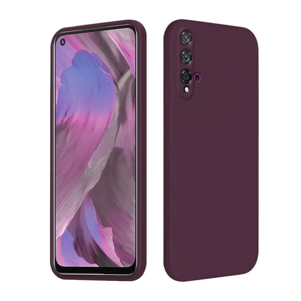 DL3 Mobilak Liquid Silicone Protective Case for Huawei nova 5T with Microfiber Lining and Shockproof Design - Wine Red