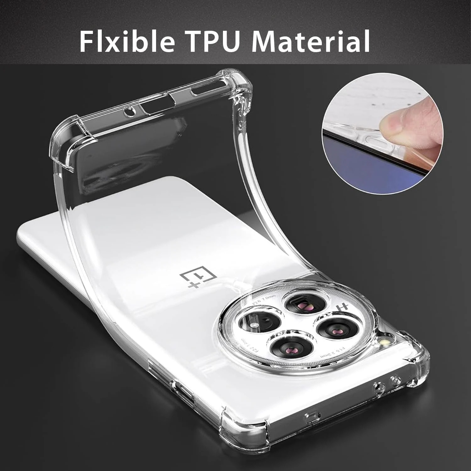 DL3 Mobilak Case Compatible with Oneplus 12 5G, Cover Silicone TPU Gorilla Anti-shock Protector Camera Shockproof Corners - Clear
