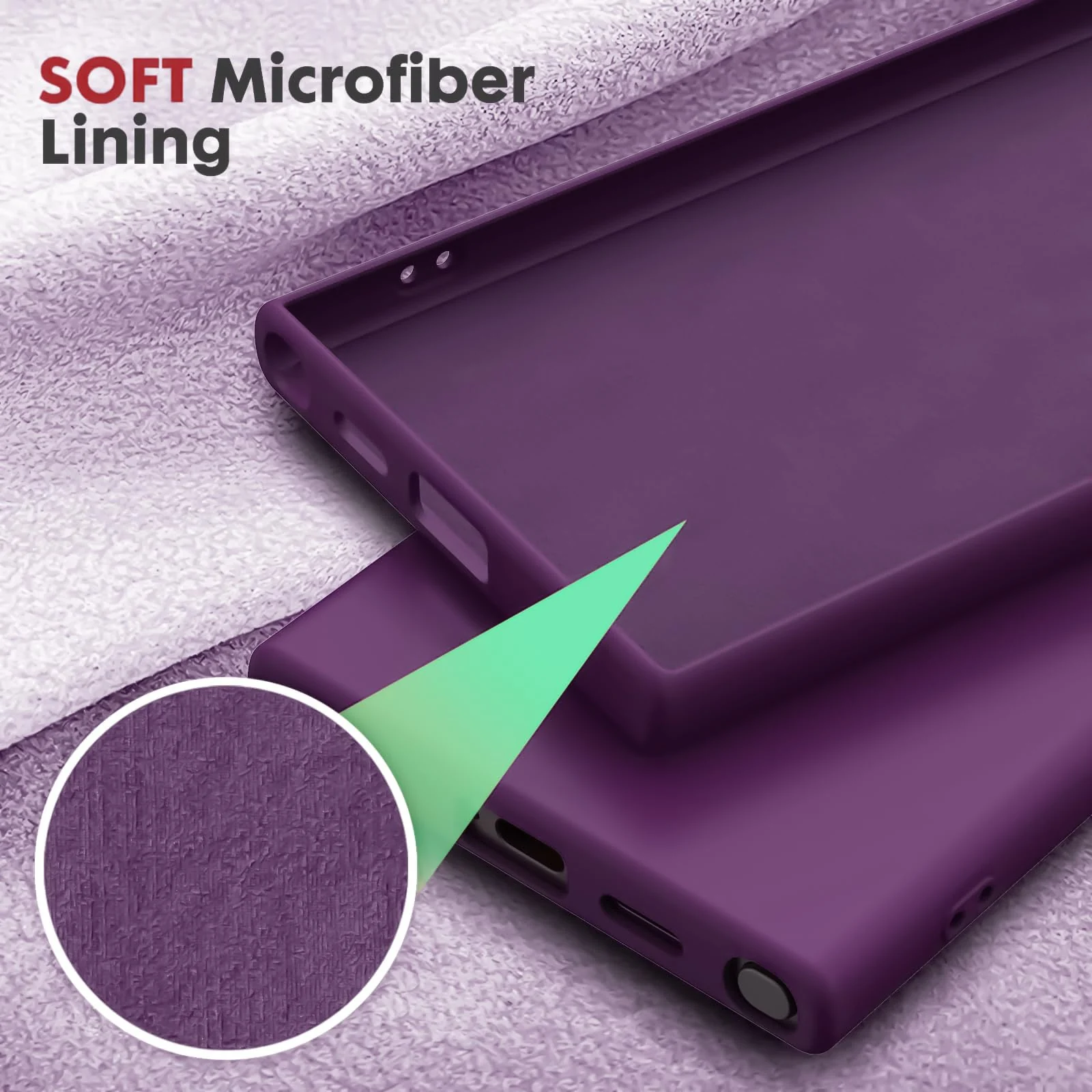 DL3 Mobilak Liquid Silicone Protective Case with Soft Microfiber Lining with Full Camera Protection for Samsung Galaxy S23 Ultra - Violet