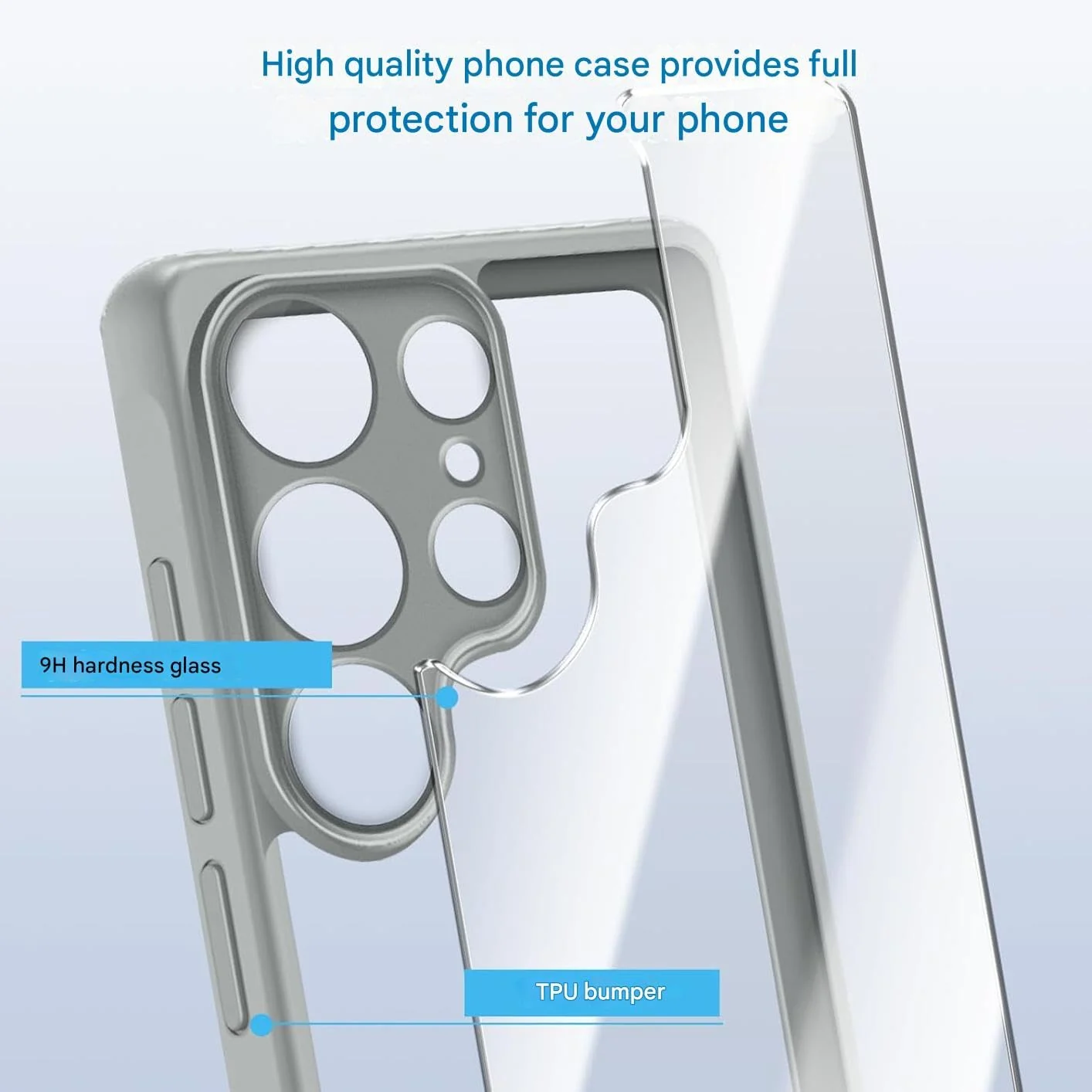 DL3 Mobilak Clear TPU Case for Samsung Galaxy S25 Ultra 5G, Camera protection, Shock-absorbing protection, Scratch-resistant surface - Gray