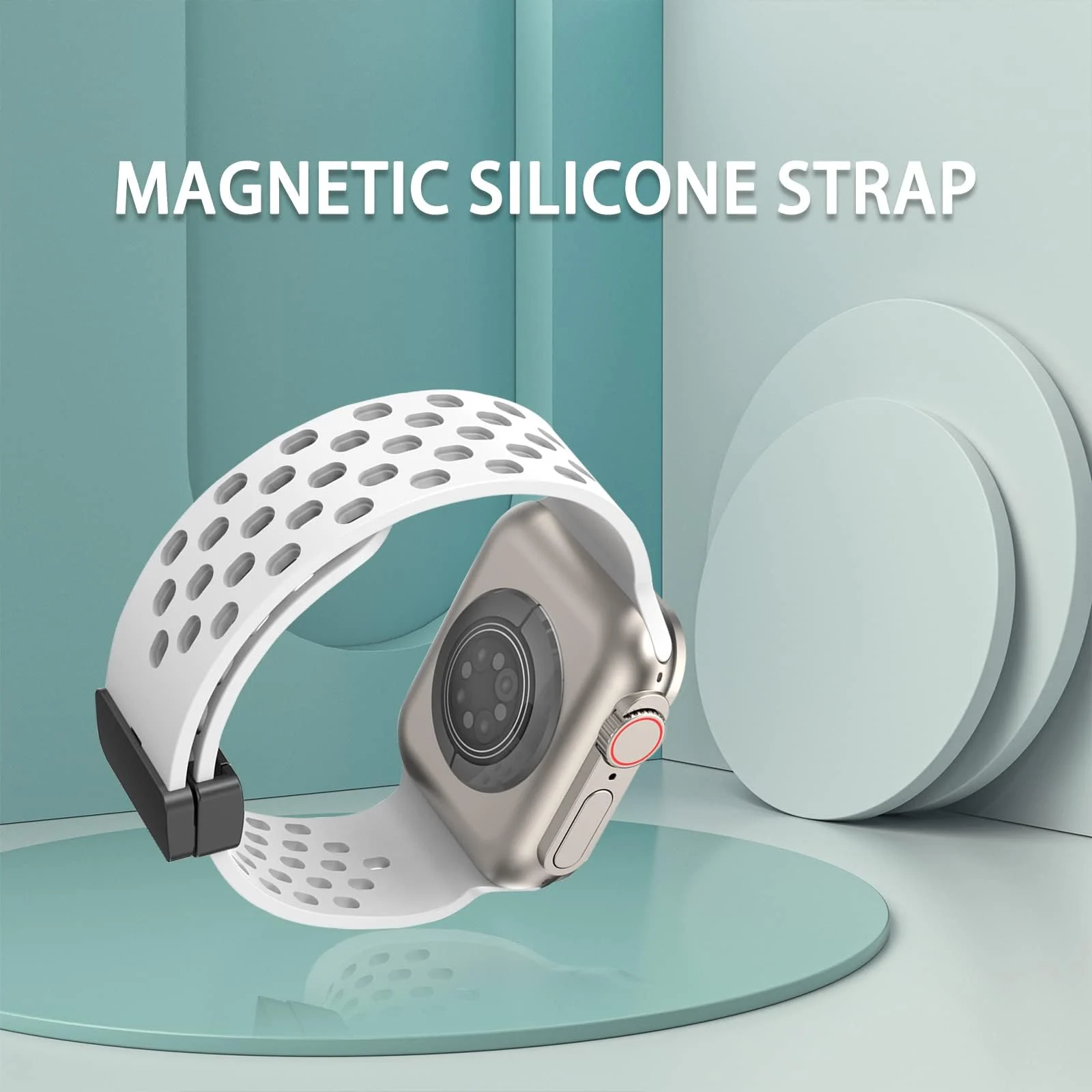 DL3 Mobilak Magnetic Bands for Apple Watch Band 49mm 46mm 45mm 44mm 42mm, Soft Silicone Magnetic Buckle Breathable Sport Watch Strap for iWatch Ultra2 Ultra SE SE2 Series 10 9 8 7 6 5 4 3 2 1 - White