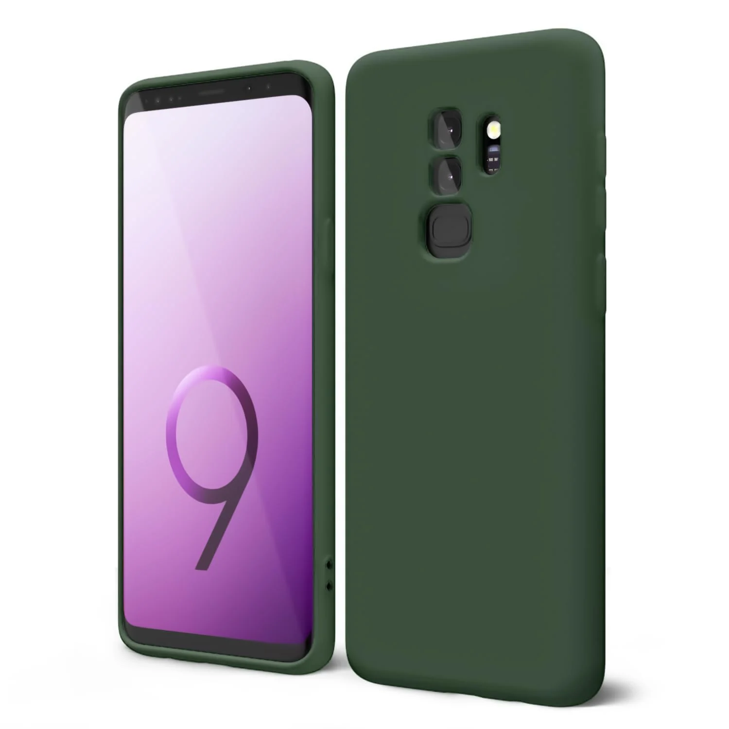 DL3 Mobilak Liquid Silicone Protective Case with Soft Microfiber Lining with Full Camera Protection for Samsung Galaxy S9 Plus - Green