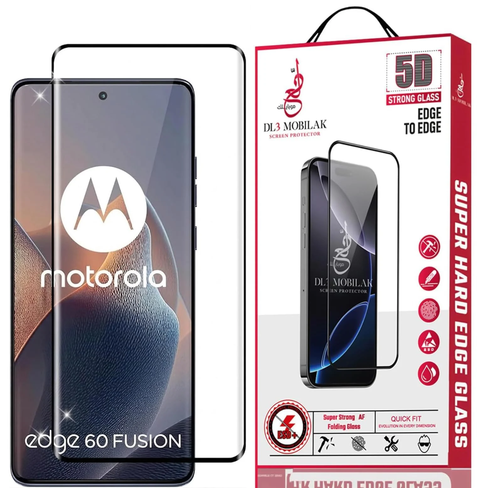 DL3 Mobilak Screen Protector for Moto Edge 60 Fusion/Edge 60/60 Pro, Tempered Glass Screen Saver Premium HD Protective, Scratch Resistant, NO-Bubble, 9H Hardness, Full Coverage Film - Clear