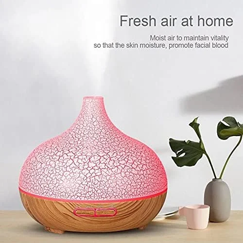 Mobigon Essential Oil Diffuser, Aromatherapy Diffuser 500ml with Remote Control, 4 Timer & Auto-Off Safety Switch, 7 Color LED Lights Mode, 10 Hours Quiet Humidifier for Bedroom - F.Light woody