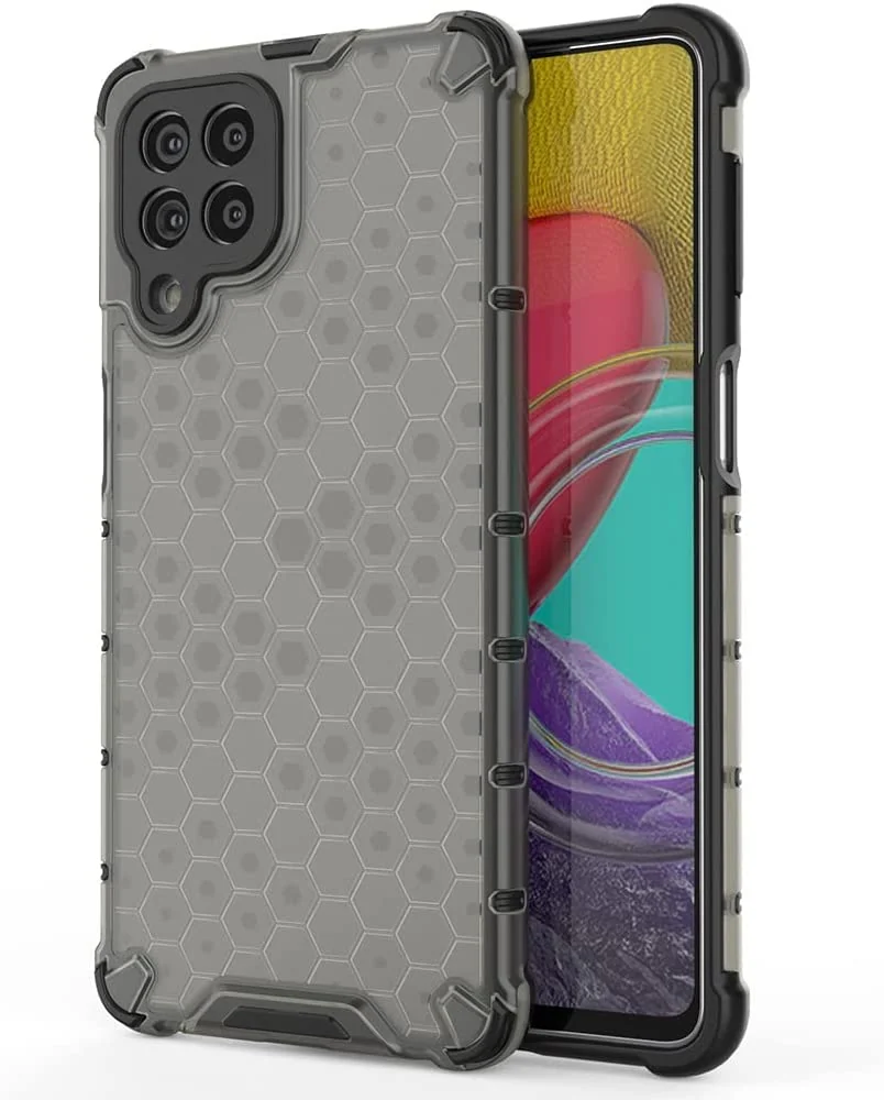 DL3 Mobilak Honeycomb Protective Case for Samsung Galaxy M53 5G, Shock-absorbing protection, Transparent design, Slim, lightweight profile - Black
