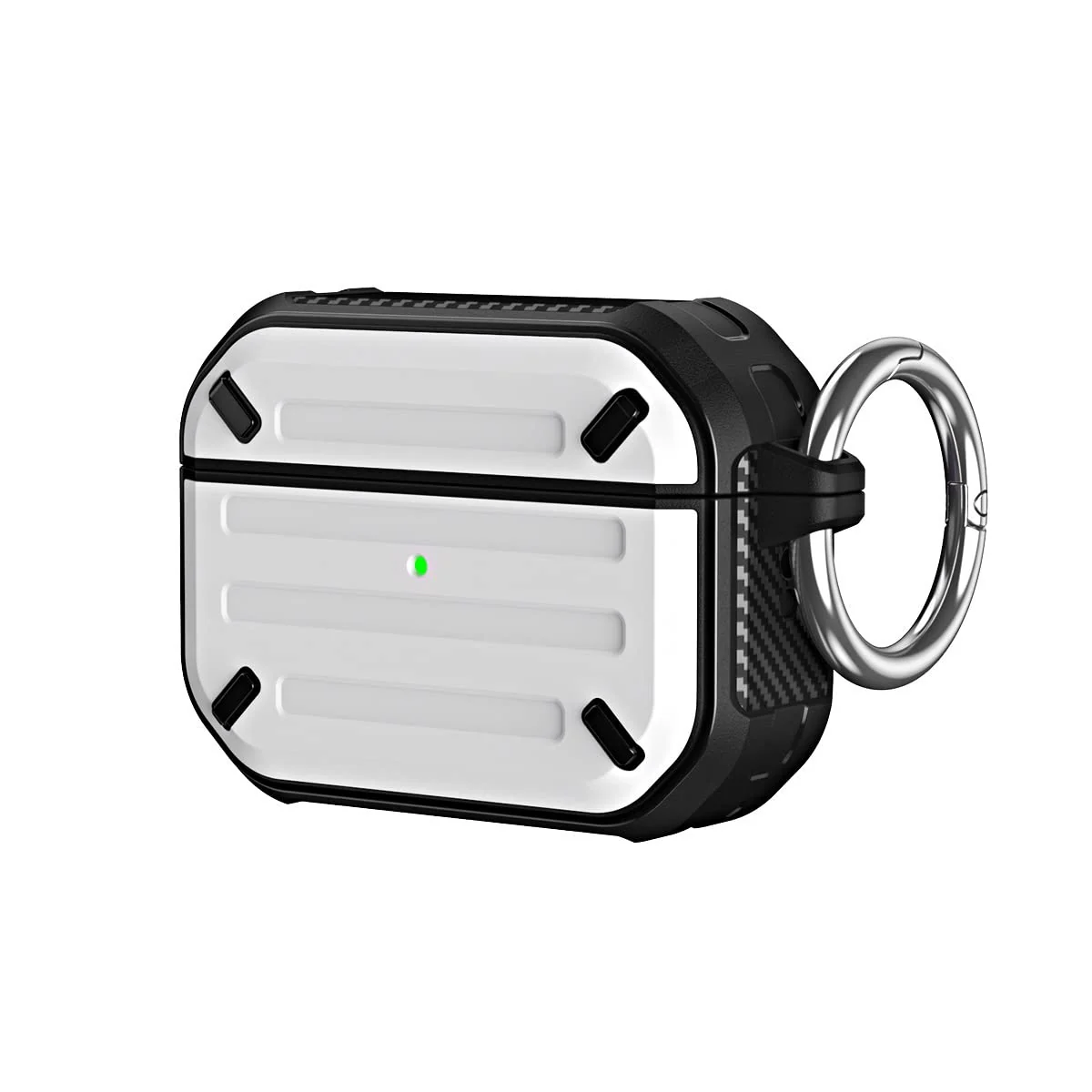 DL3 Mobilak Compatible with AirPods Pro 2 Case Cover Rugged Armor Hard Shell Shockproof Apple Airpod Pro 2nd 2022 Protective Case Replacement Support Wireless Charging Keychain Lanyard - White