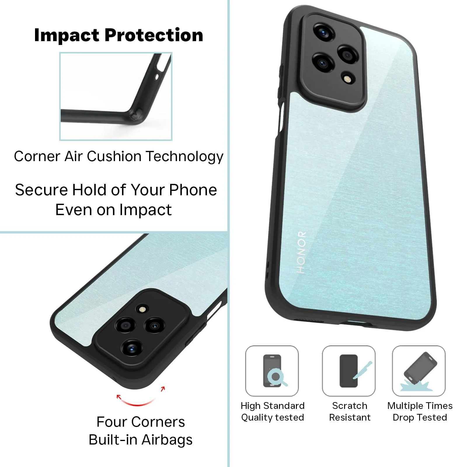 DL3 Mobilak Silicone Protective Case for Honor 200 Lite, Camera protection, Shock-absorbing protection, Scratch-resistant surface - Black