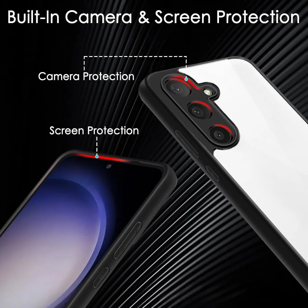 DL3 Mobilak Clear PC and TPU Protective Case for Samsung Galaxy S23 Plus with Camera Protection and Military-Grade Protection - Black