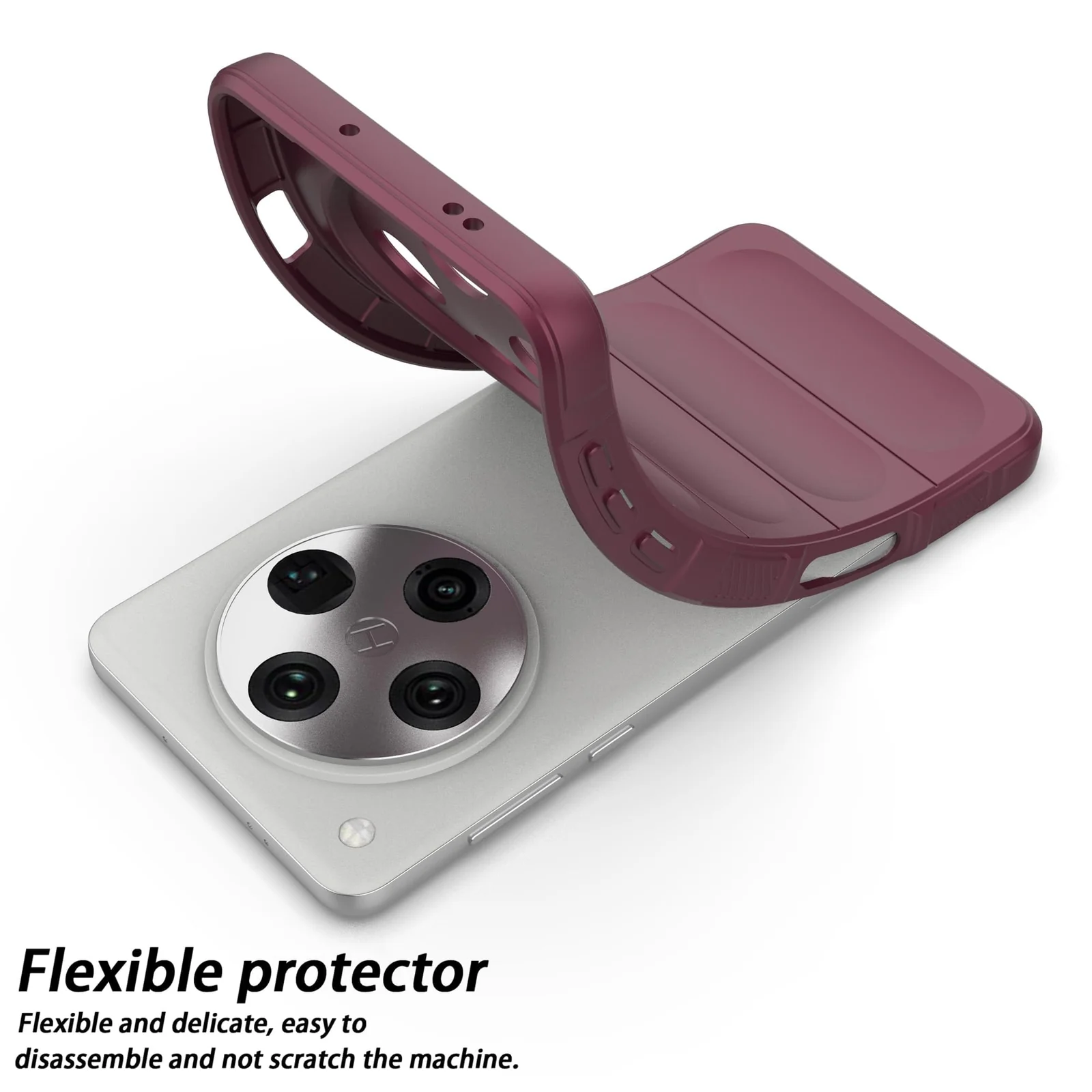 DL3 Mobilak Flexible Silicone and TPU Protective Case with Camera Protection for OPPO Find X8 Pro - Wine Red