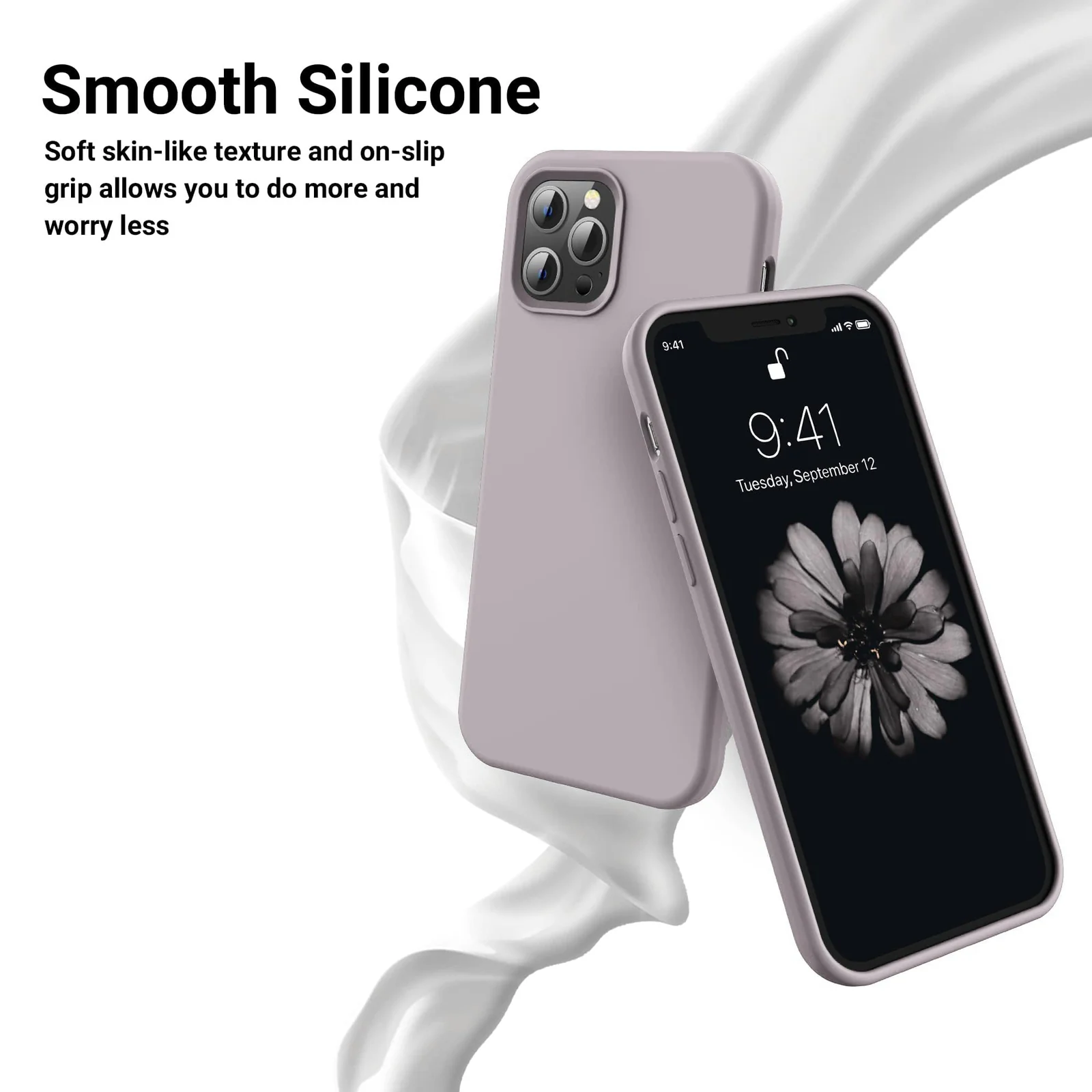 DL3 Mobilak Liquid Silicone Protective Case with Soft Microfiber Lining for iPhone 13 Pro (6.1 Inch) - Lavender
