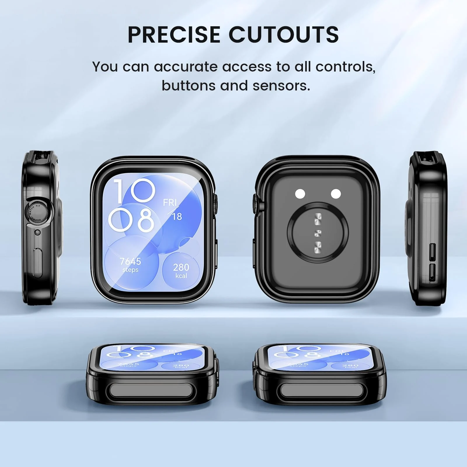 DL3 Mobilak Case Compatible with Huawei Watch Fit 3 Case All-Around with Built-in Screen Protector Watch Soft TPU Shockproof Cover Slim Guard Thin Bumper Shell Protector - Black