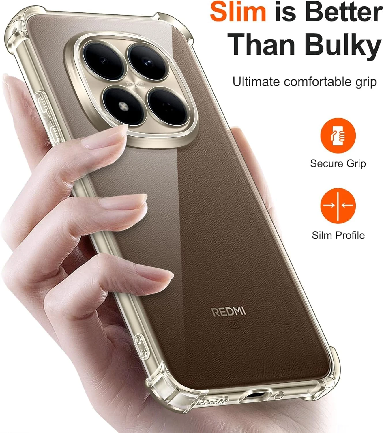 DL3 Mobilak Clear TPU Protective Case for Xiaomi Redmi Note 15 Pro+ / Note 15 Pro Plus 5G with Camera Protection and Shockproof Design - Clear