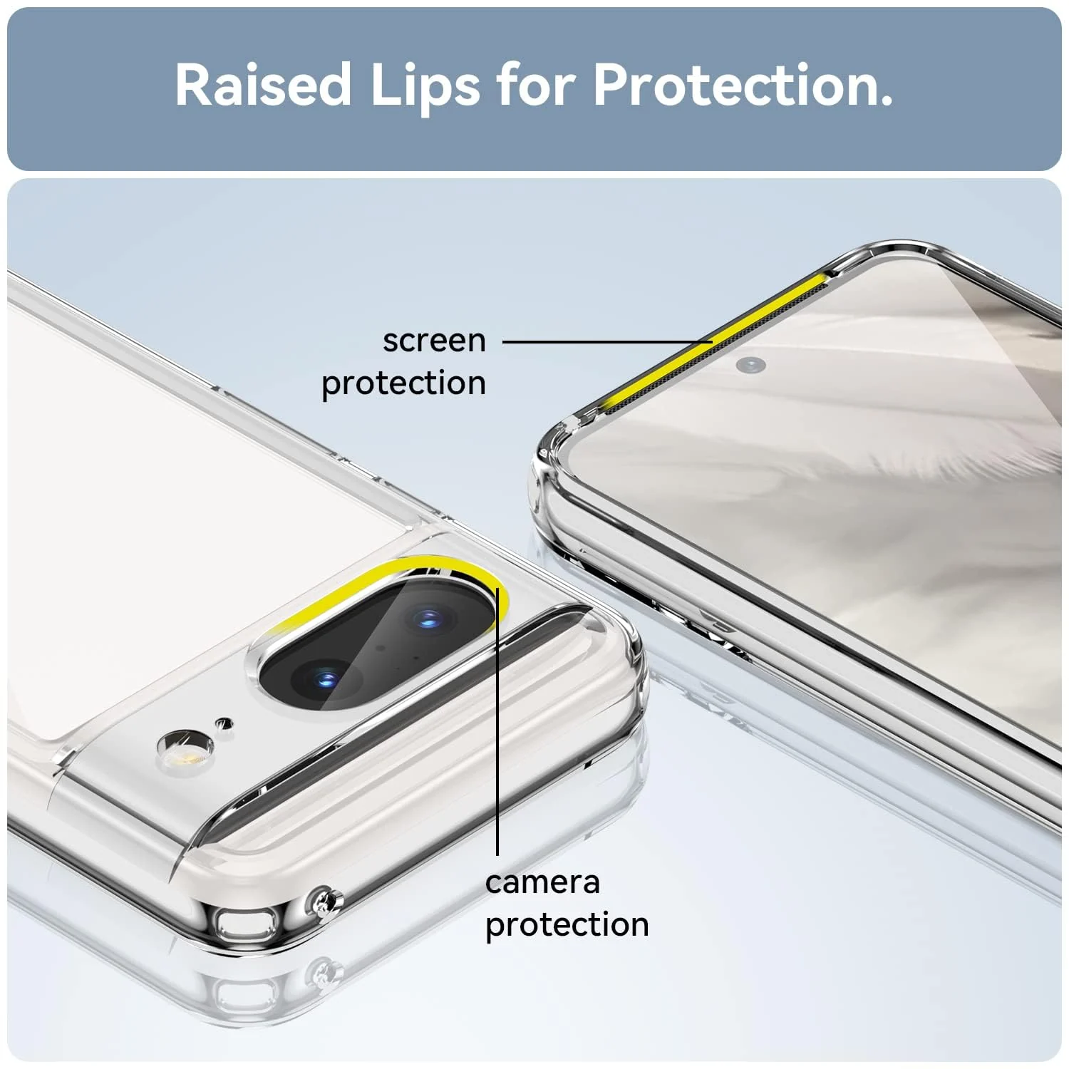 DL3 Mobilak Case Compatible with Google Pixel 8 Case Crystal Soft TPU Gel Case Flexible Silicone Anti-Scratch Camera Protection TPU Cover - Clear