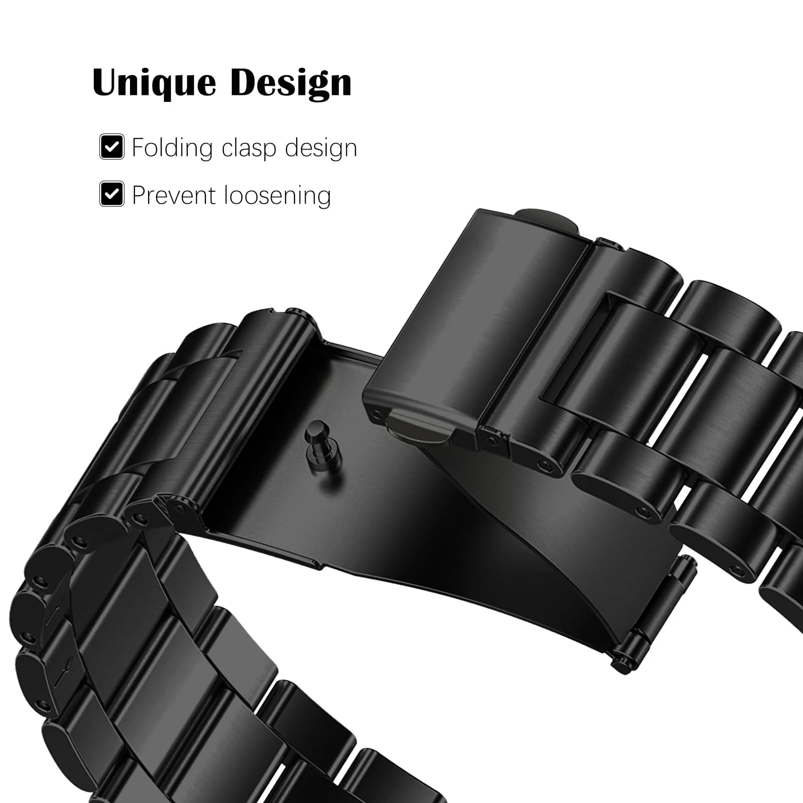MOBIGON Stainless Steel Bracelet Strap with Double-Folding Clasp for Xiaomi Smart Band 8 / 9 / 10, Black