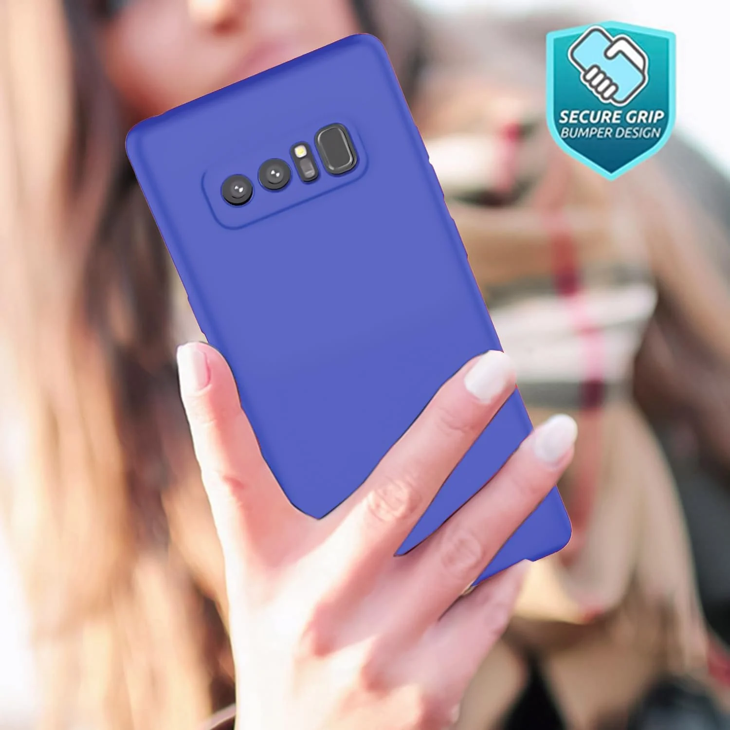 DL3 Mobilak Liquid Silicone Protective Case with Soft Microfiber Lining with Full Camera Protection for Samsung Galaxy Note 8 - Light Blue