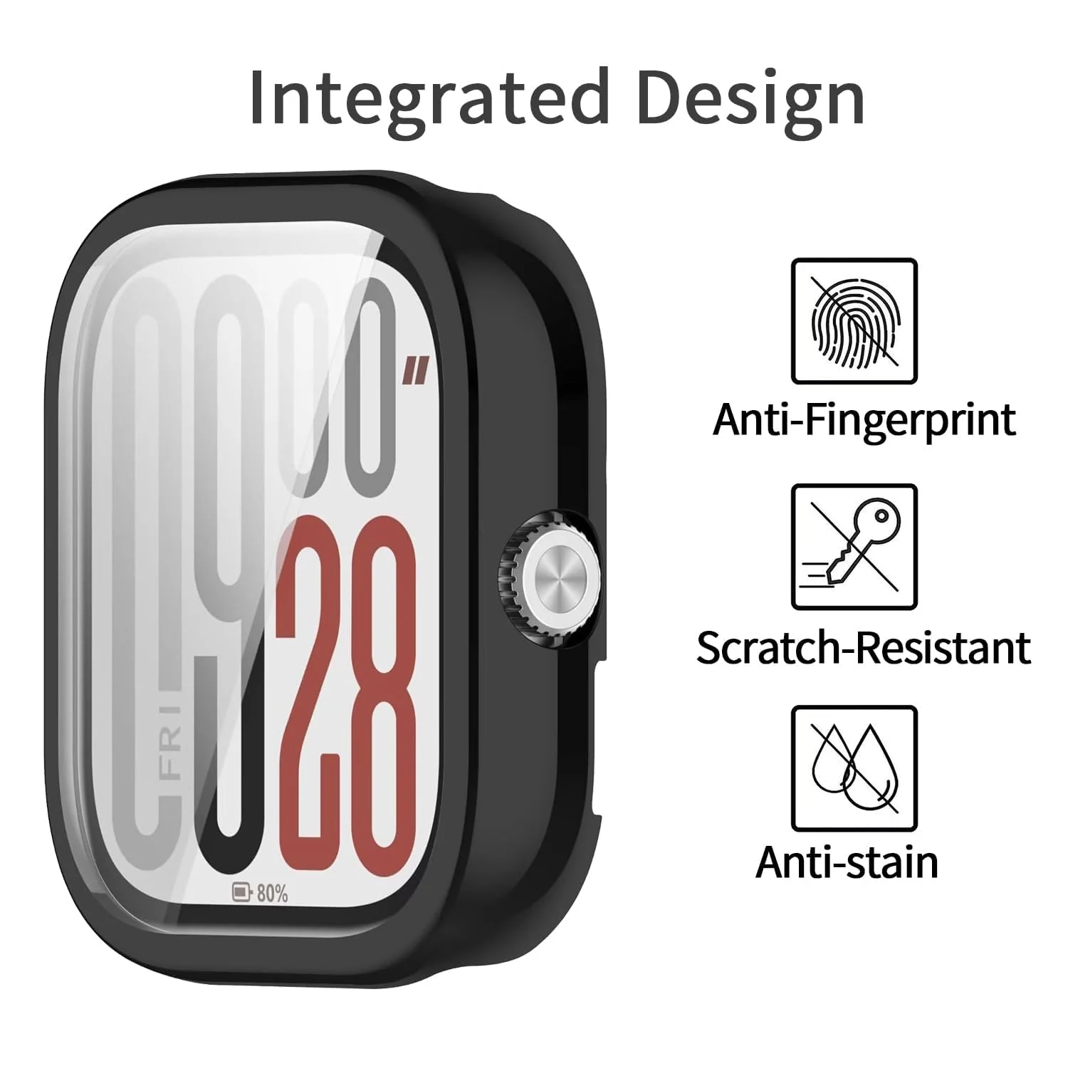 DL3 Mobilak Case Compatible with Xiaomi Redmi Watch 5 Case All-Around with Built-in Screen Protector Watch Soft TPU Shockproof Cover Slim Guard Thin Bumper Shell Protector For Redmi Watch5 - Black