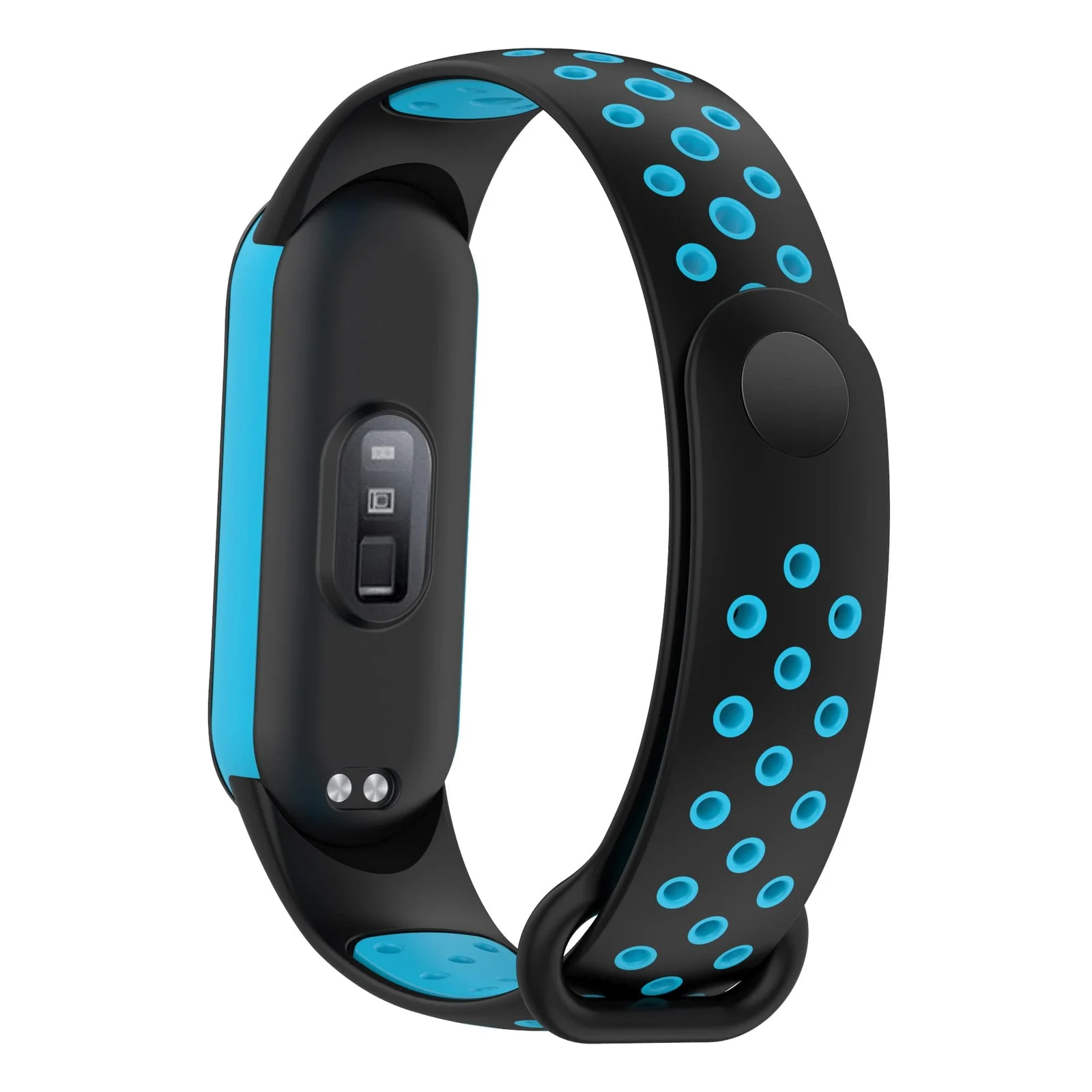 DL3 Mobilak Strap Compatible with Xiaomi Mi Band 4 / Mi Band 3, Women Men Armband, Two Colours Breathable Adjustable Soft Silicone Replacement Strap Compatible with Xiaomi Mi Band 3/4 - Black Blue