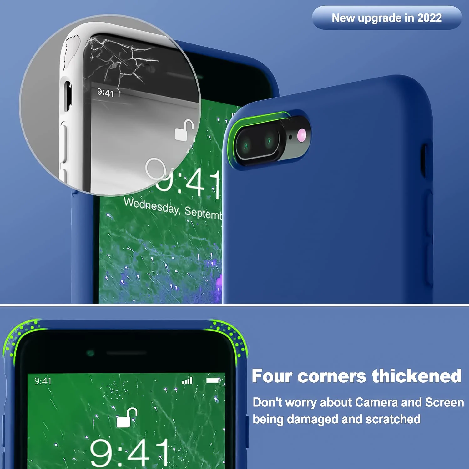 DL3 Mobilak Liquid Silicone Protective Case with Soft Microfiber Lining for iPhone 7 Plus / iPhone 8 Plus - Royal Blue