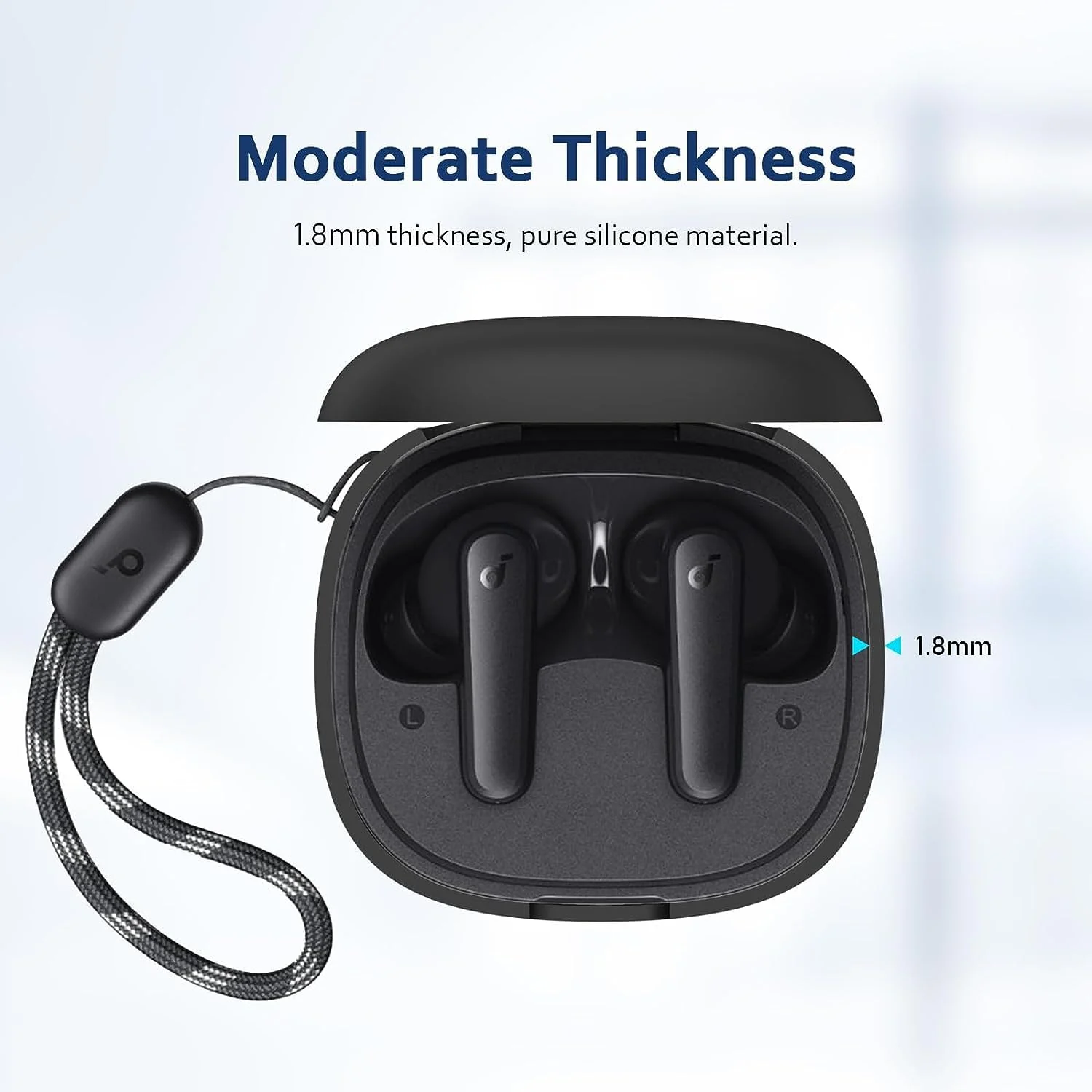 DL3 MOBILAK Silicone Cover Case Compatible with Soundcore R50i, Compatible with Soundcore P20i Portable Protective Case Cover With Keychain - Black