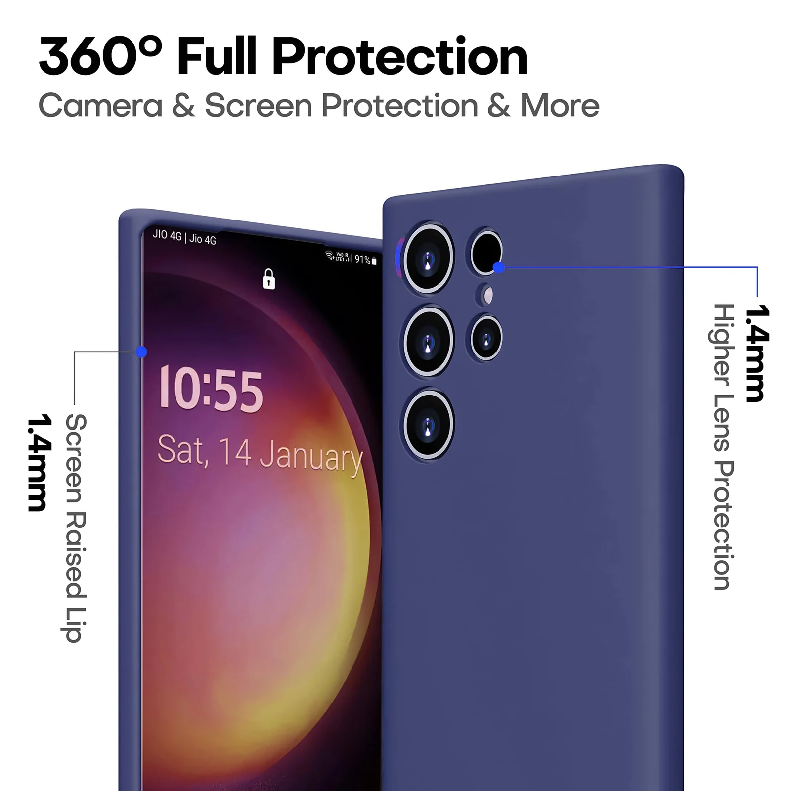 DL3 Mobilak Soft Silicone Protective Case for Samsung Galaxy S22 Ultra 5G with Microfiber Lining and Shockproof Design - Blue 2