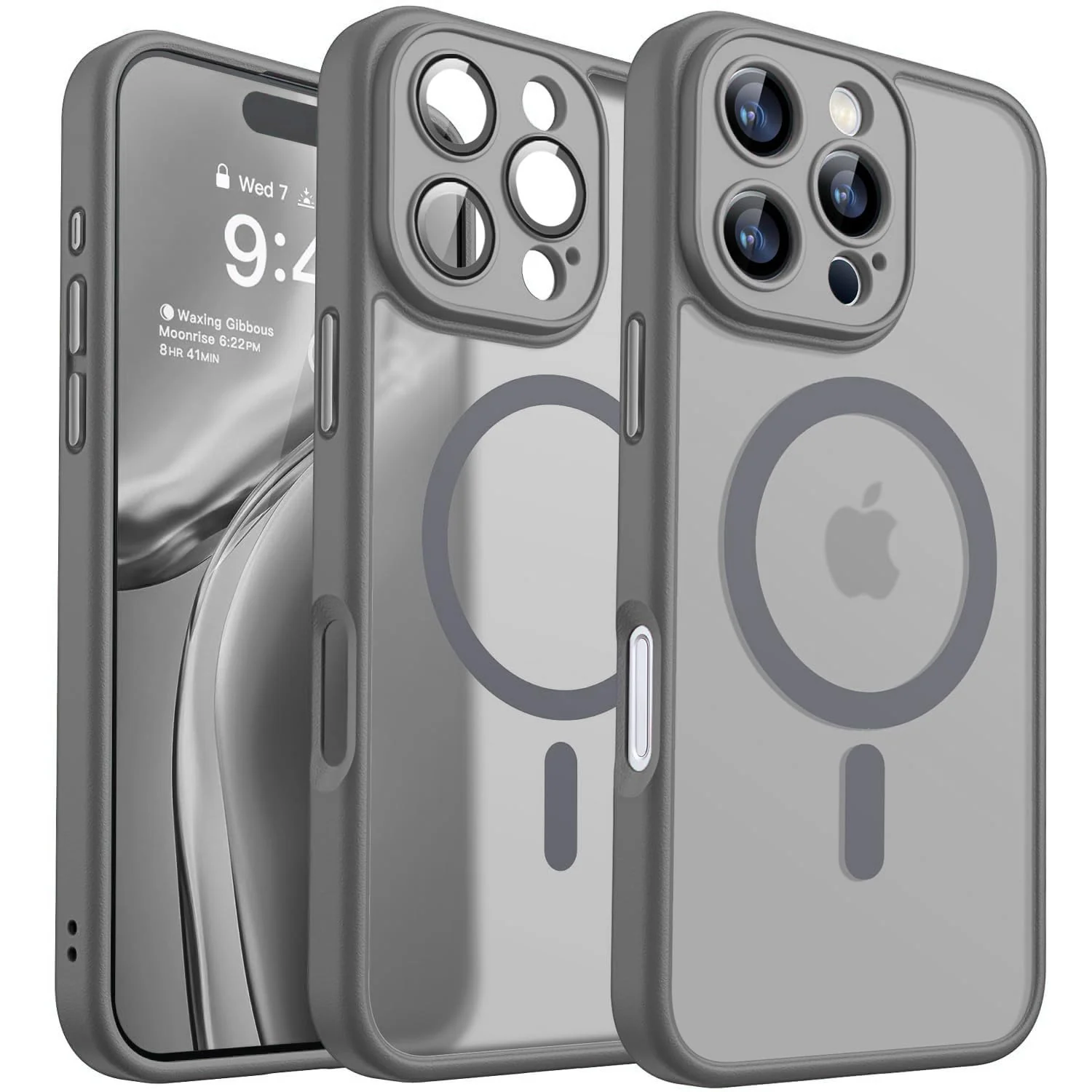 DL3 Mobilak Translucent Matte Case for iPhone 16 Pro Max, Compatible with MagSafe accessories, Supports wireless charging, Camera protection - Gray