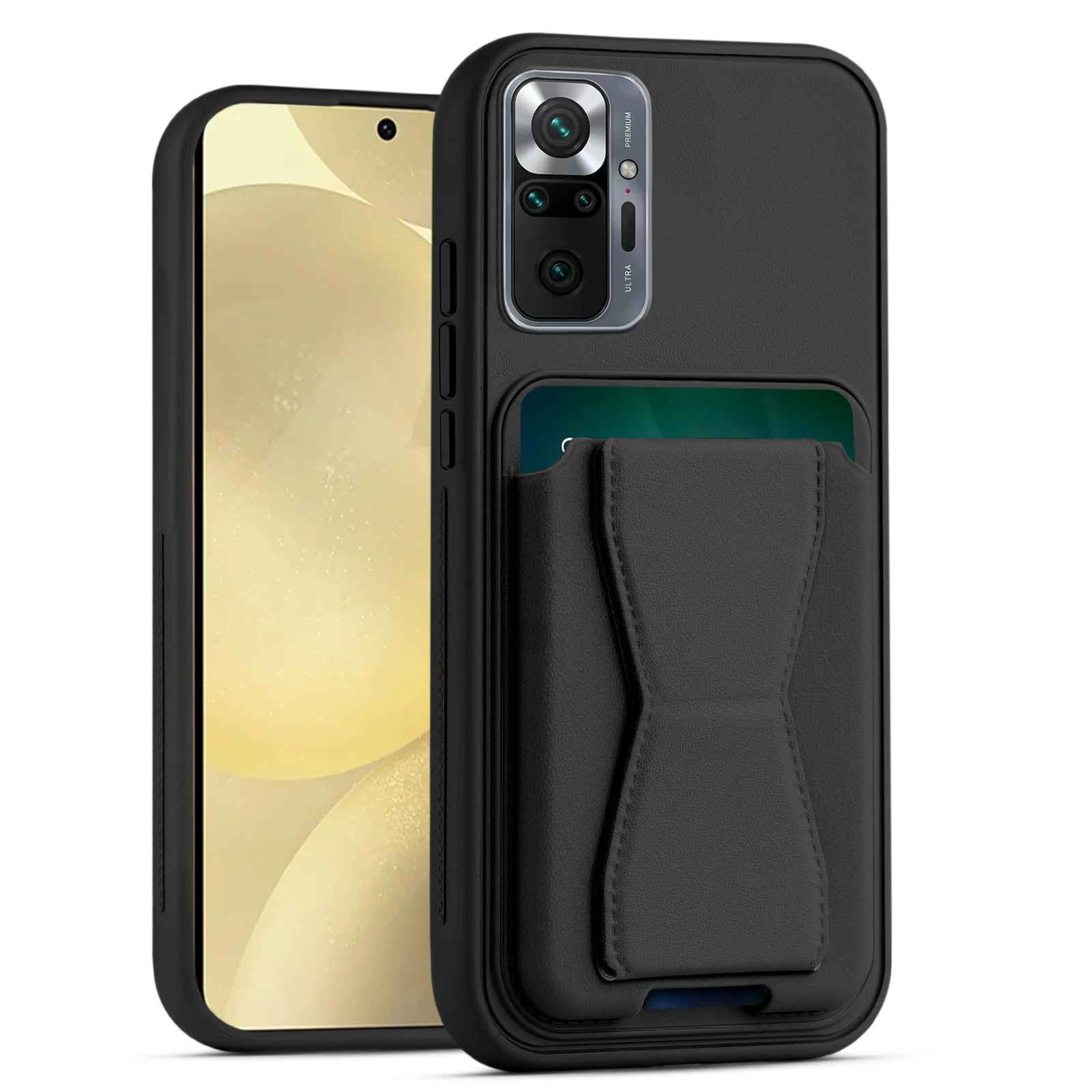 Mobigon Leather Wallet Case Compatible with Xiaomi Redmi Note 10 Pro, Leather Back Cover With TPU Frame, Shockproof Protective Phone Case with Card Holder Stand